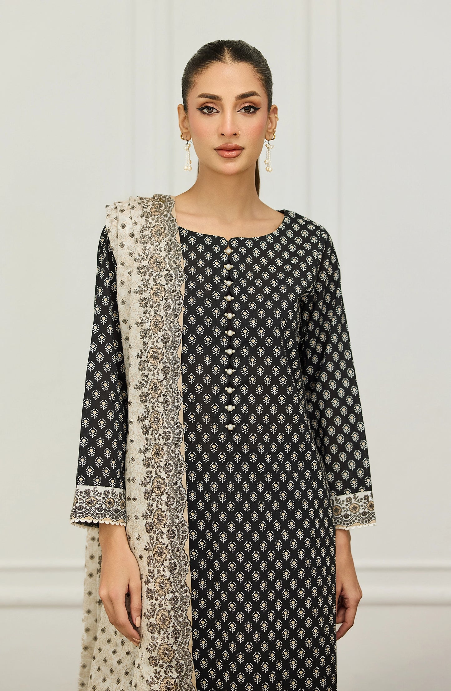 Unstitched | 3 Piece | Printed | Lawn Shirt | OTL-20156/U BLACK