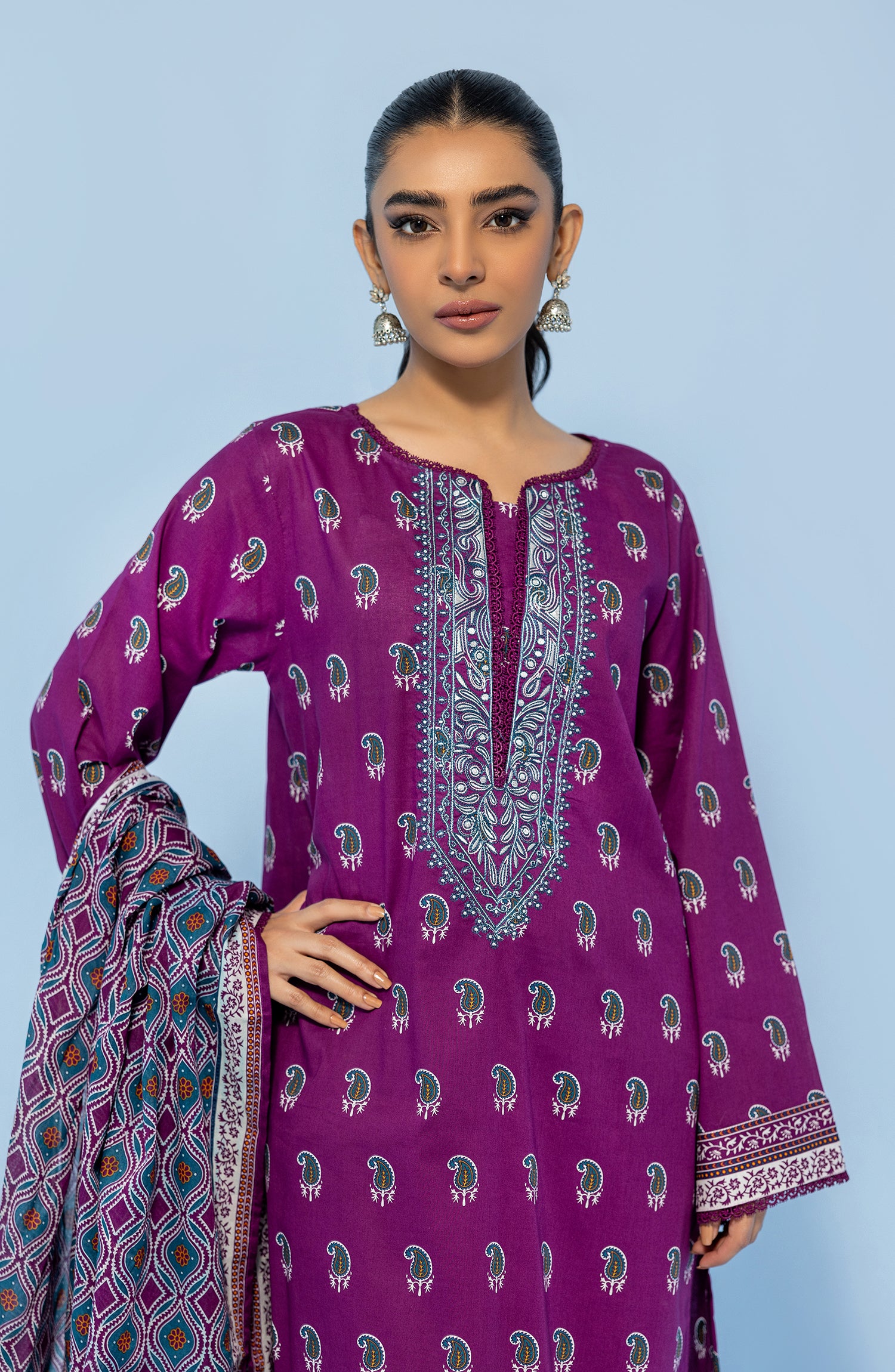 Zellbury | Unstitched 3 Piece Cambric | Shirt Shalwar Dupatta - 0122