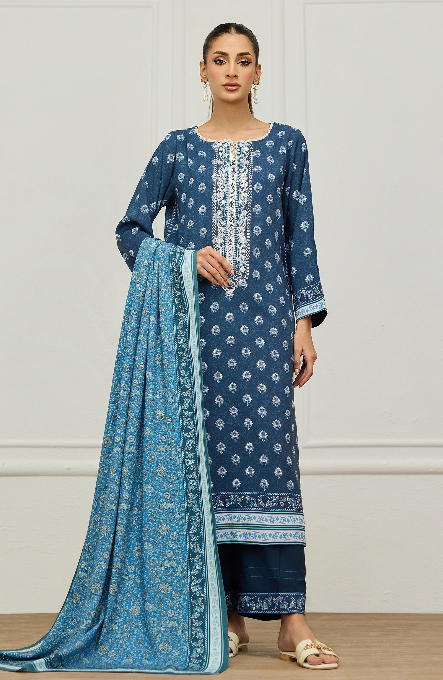 Unstitched | 3 Piece | Embroidered |Heavy Lawn  Shirt | OTL-20965/U BLUE