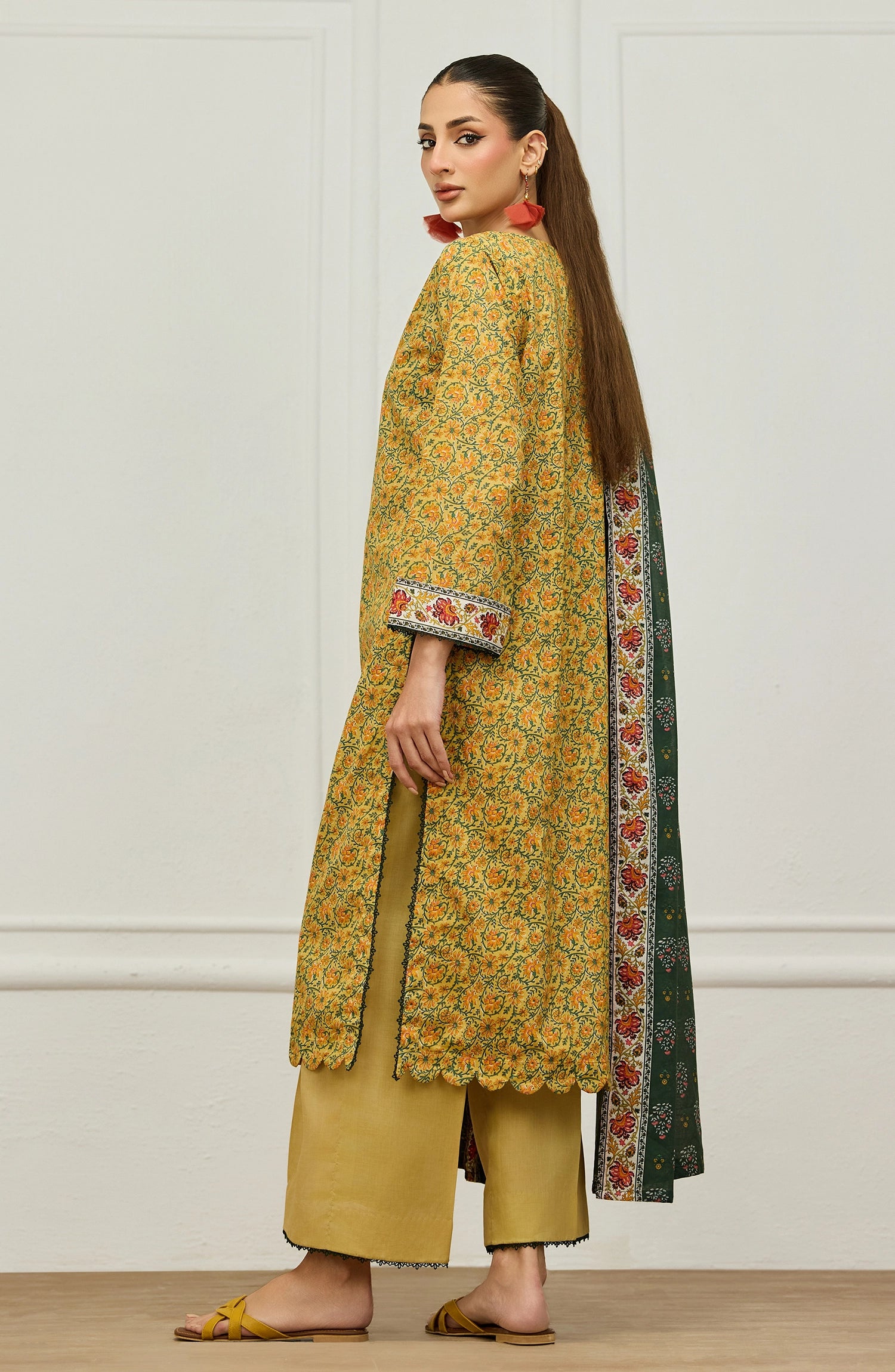 Unstitched | 3 Piece | Embroidered | Lawn Shirt | OTL-20076/U YELLOW
