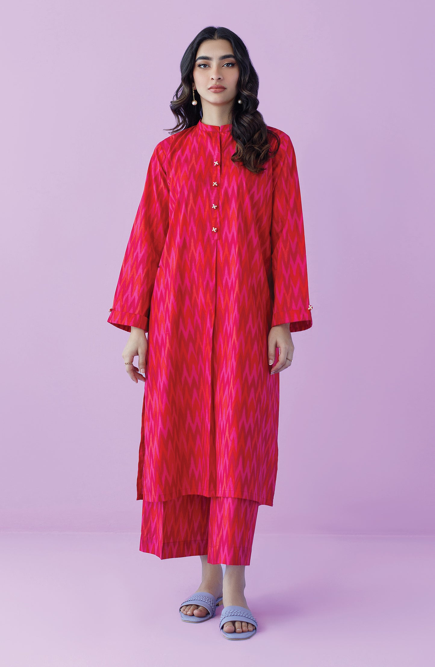 NRDS-23-124/U PINK LAWN  UNSTITCHED SHIRT PANTS
