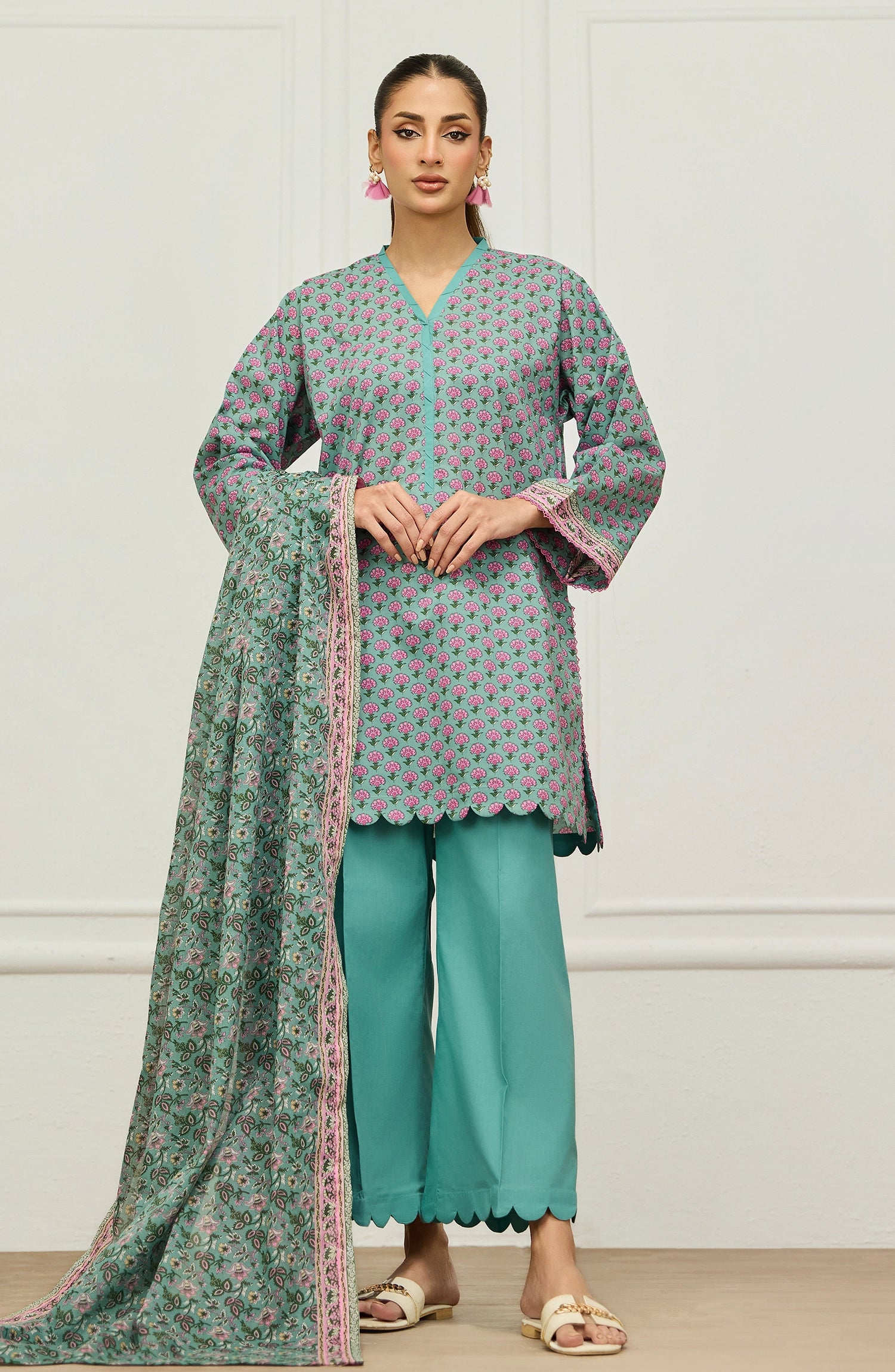 Unstitched | 3 Piece | Printed | Lawn Shirt | OTL-20216/U GREEN