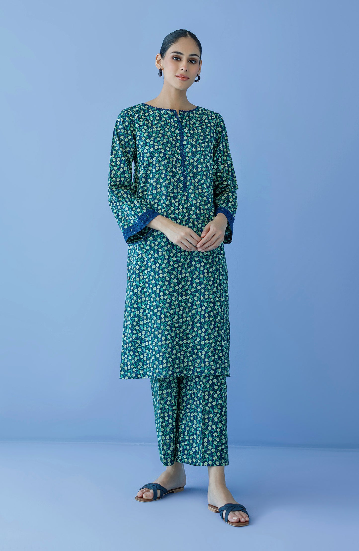 NRDS-23-188/U BLUE CAMBRIC  UNSTITCHED SHIRT PANTS