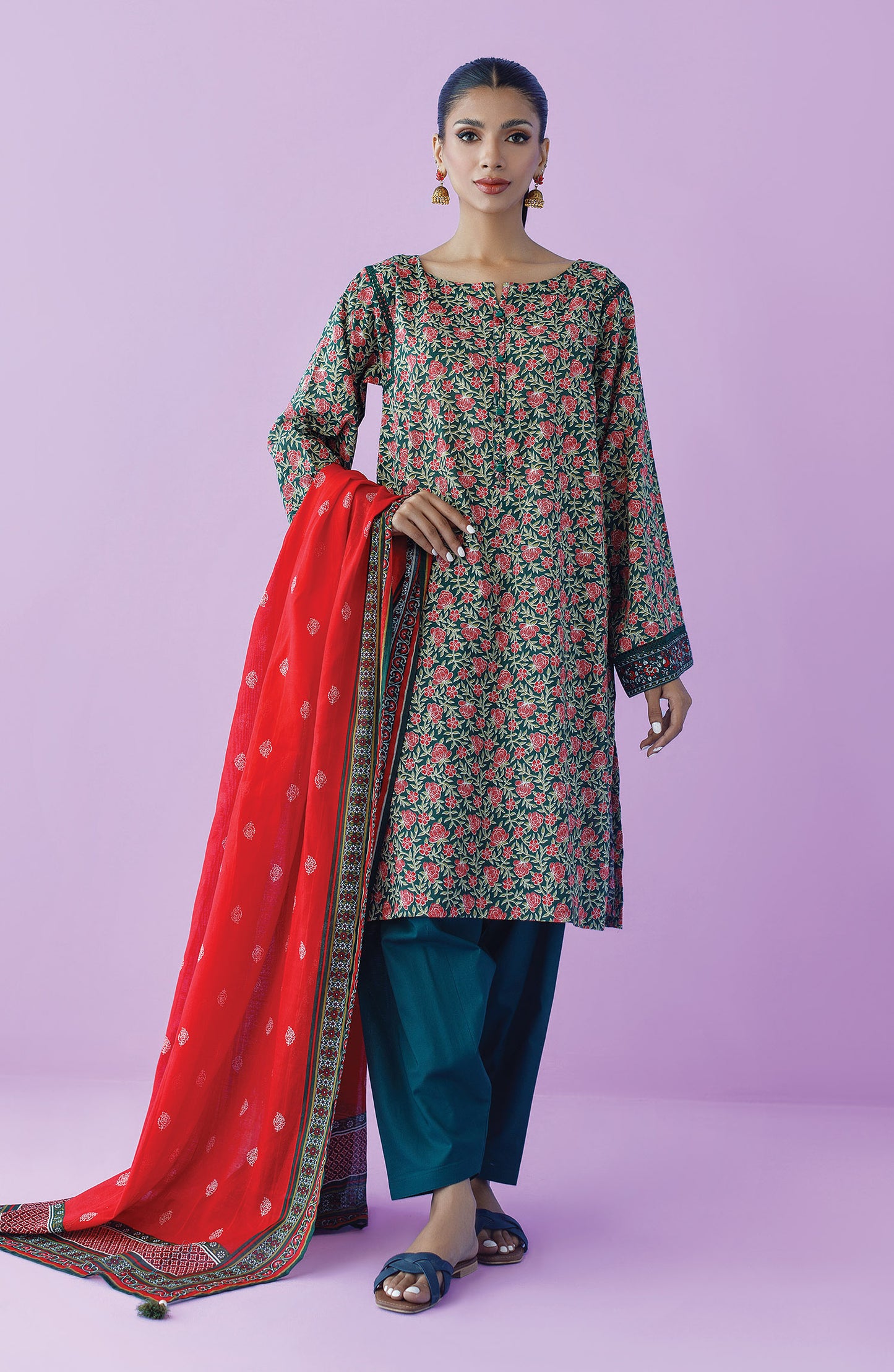 OTL-23-180/U GREEN LAWN  UNSTITCHED SHIRT DUPATTA PANTS