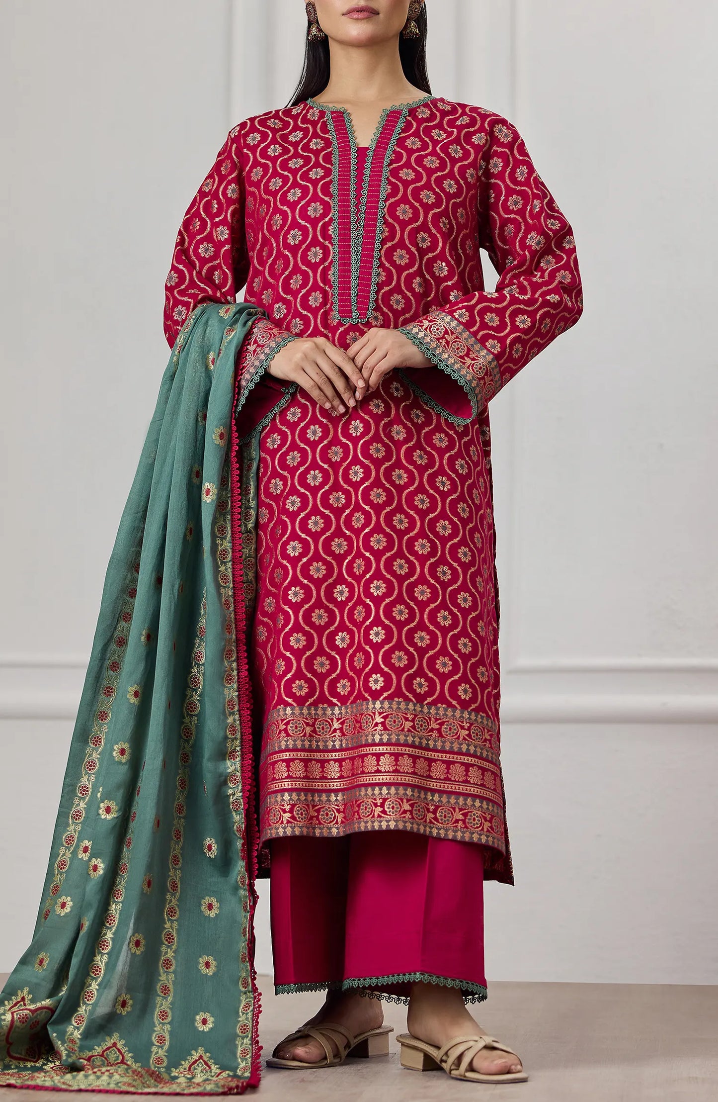 Unstitched | 3 Piece | Printed Lawn Jacquard | OTL-25-410
