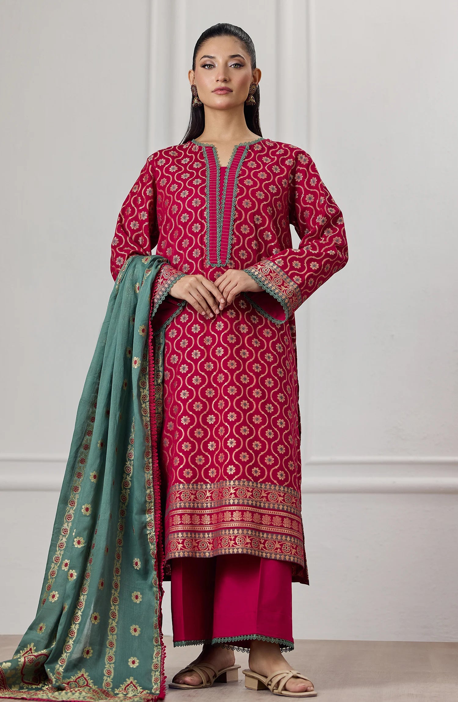 Unstitched | 3 Piece | Printed Lawn Jacquard | OTL-25-410