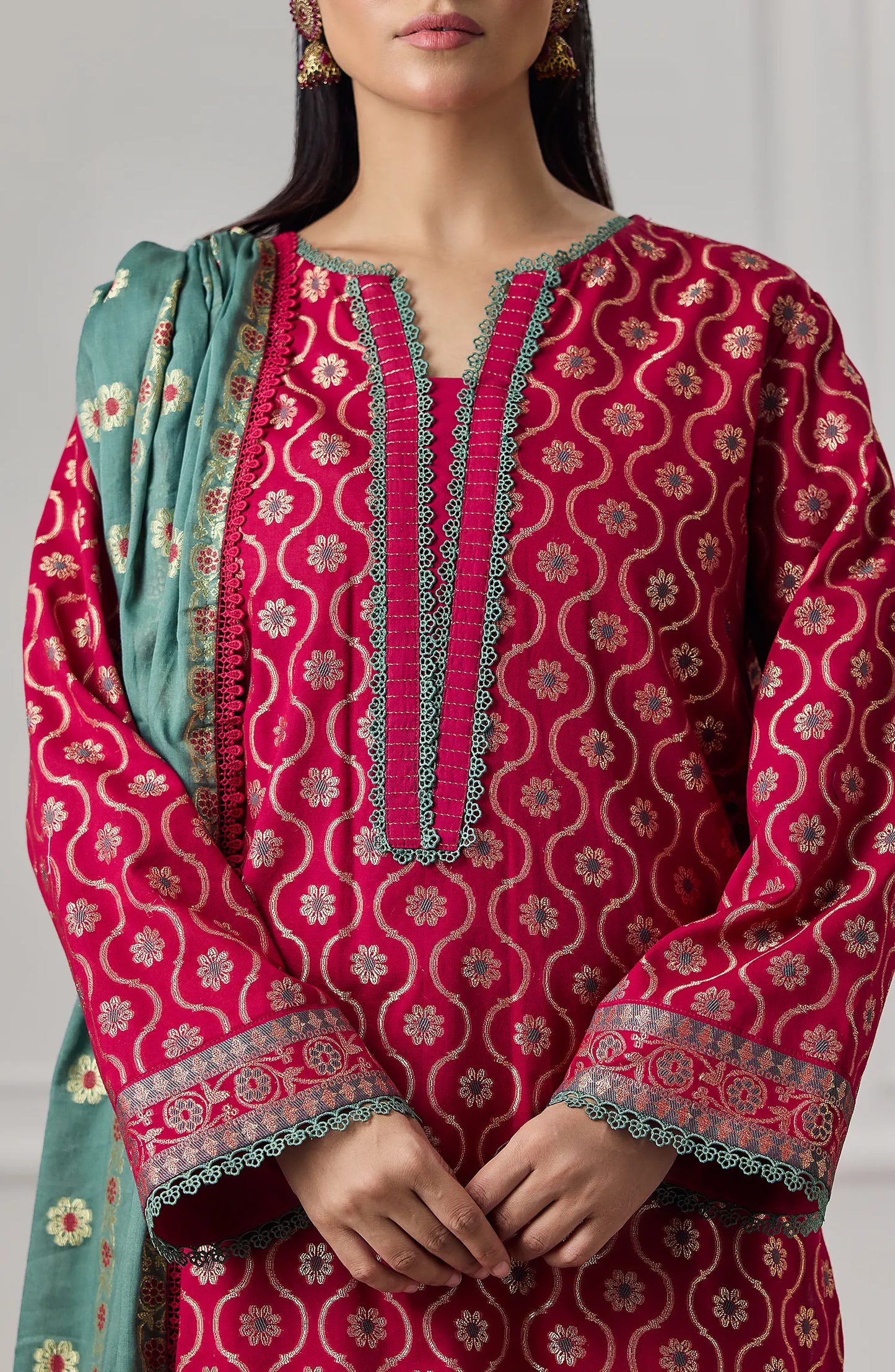 Unstitched | 3 Piece | Printed Lawn Jacquard | OTL-25-410
