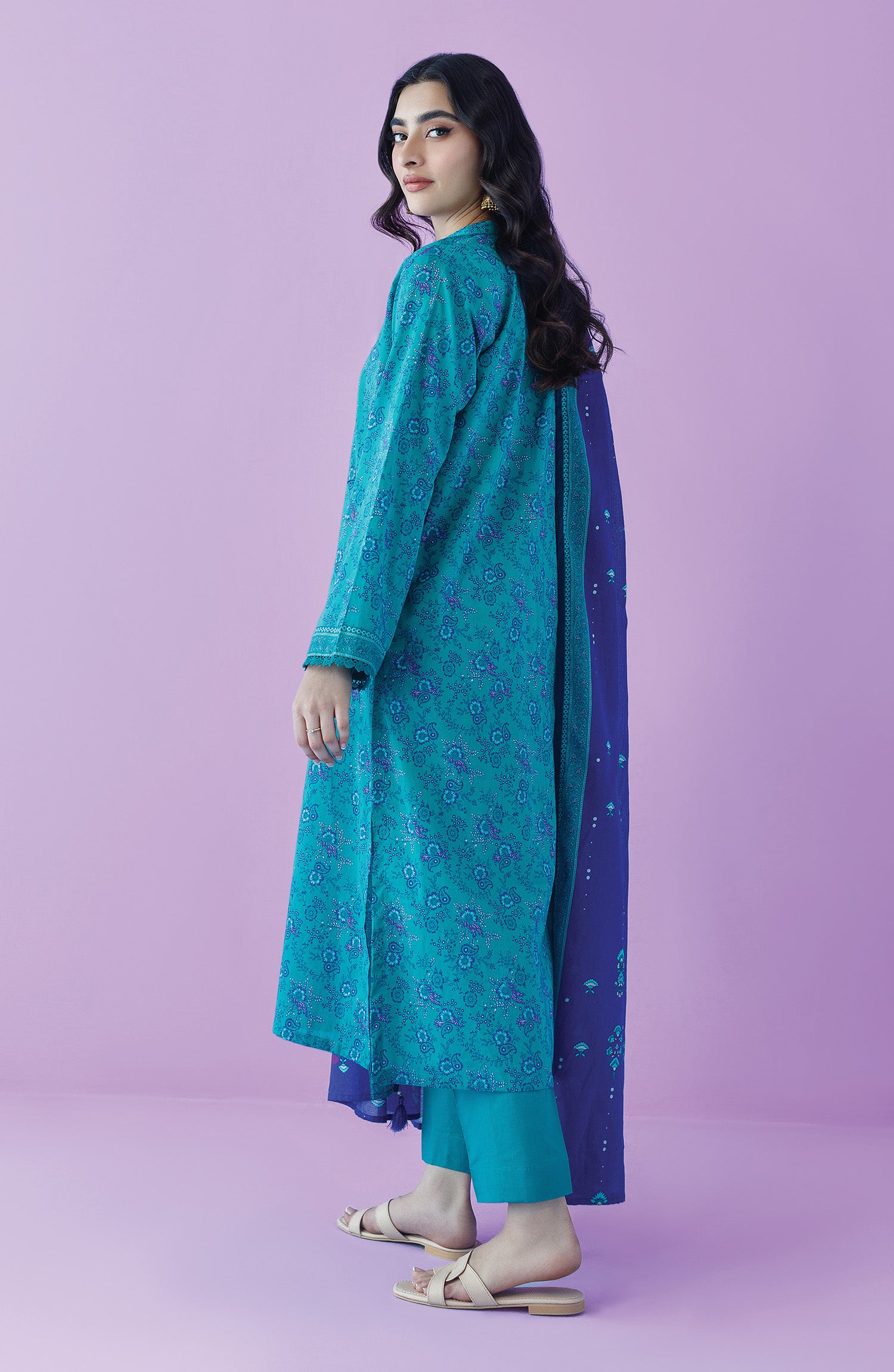 OTL-23-174/U TEAL LAWN  UNSTITCHED SHIRT DUPATTA PANTS