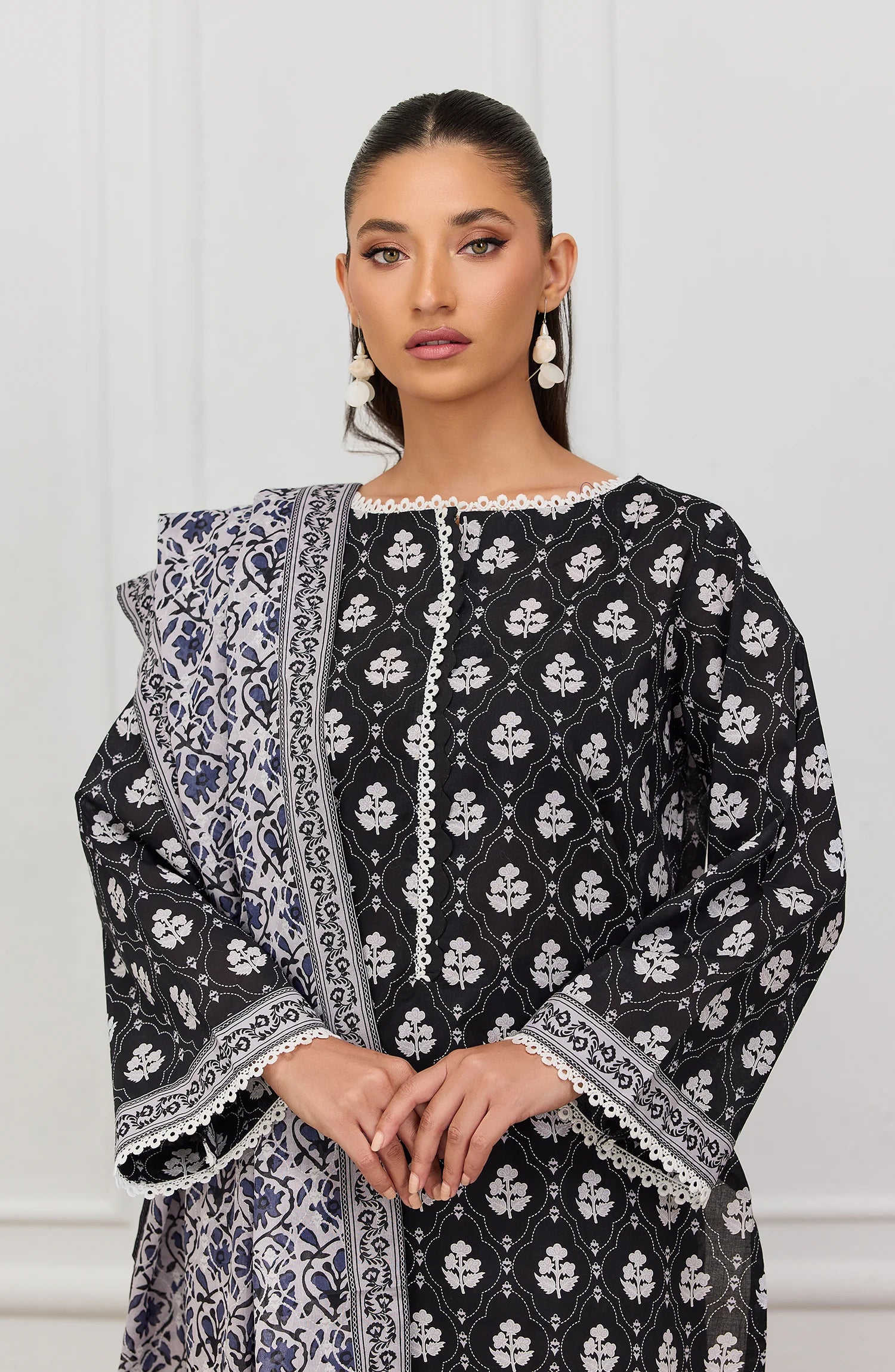 Unstitched | 3 Piece | Printed | Lawn Shirt | OTL-20086/U BLACK