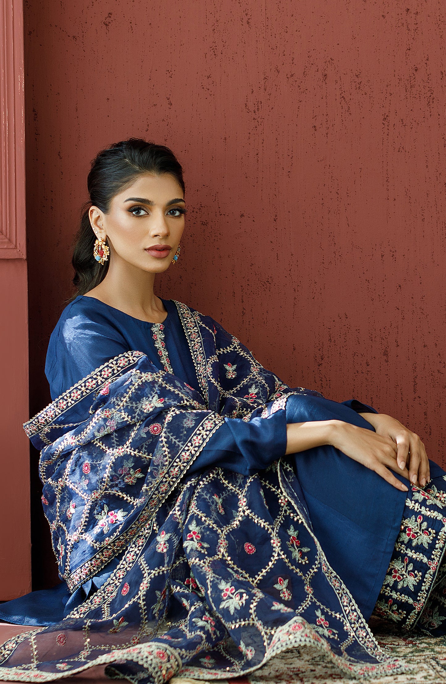 WRFR23W-3018 RAW SILK Women READY TO WEAR SHIRT DUPATTA PANTS