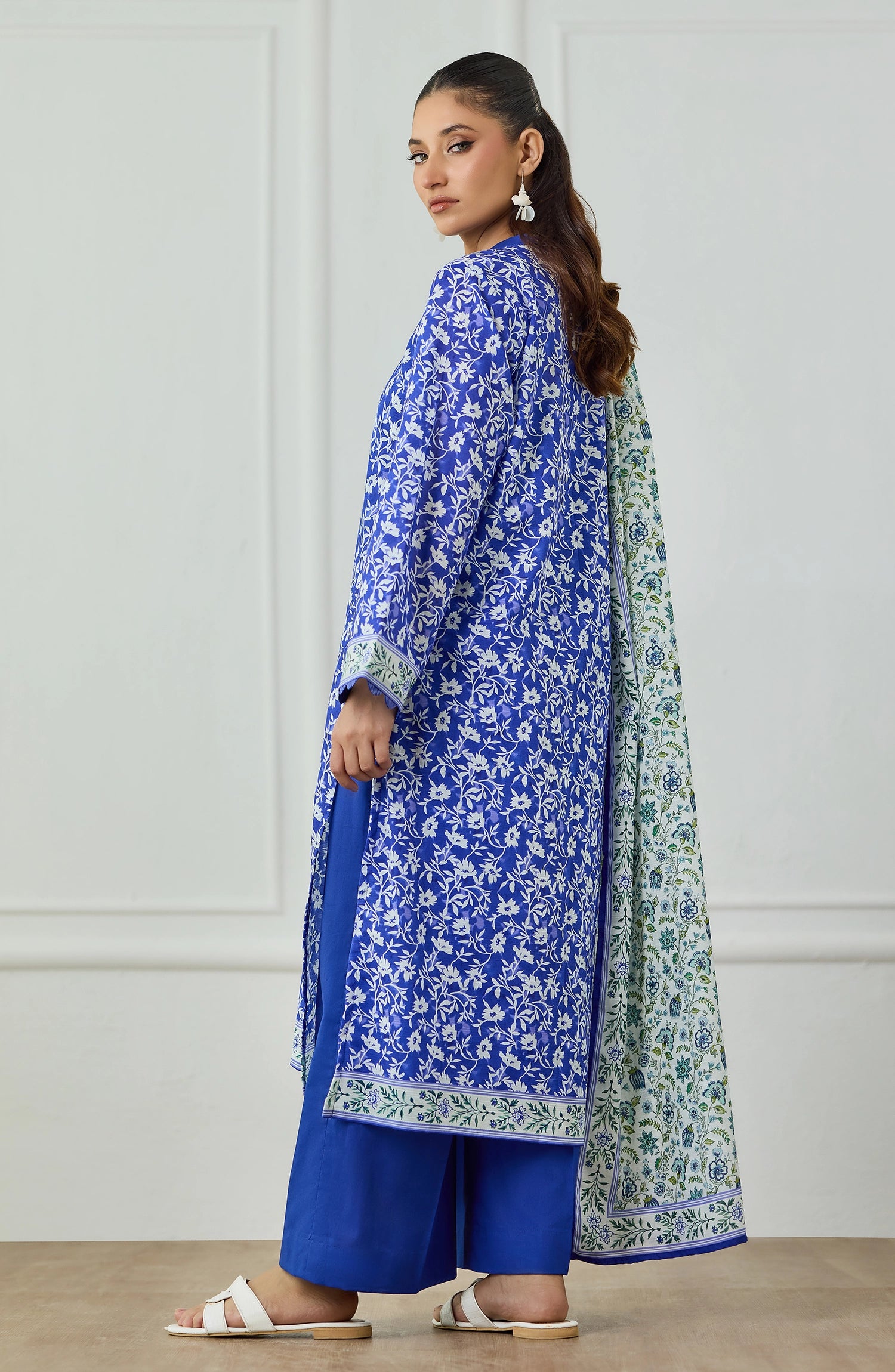 Unstitched | 3 Piece | Printed | Texture Lawn Shirt | OTL-25-474/U BLUE