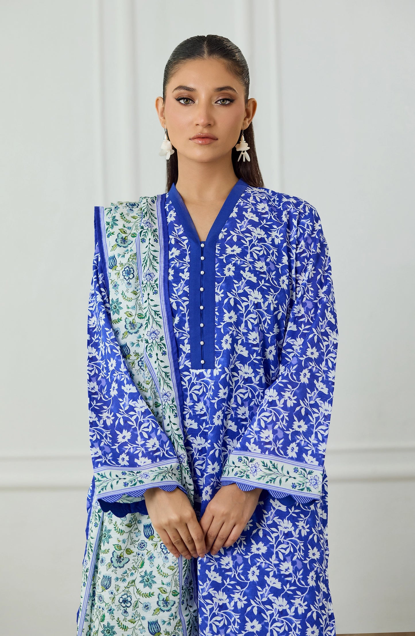 Unstitched | 3 Piece | Printed | Texture Lawn Shirt | OTL-25-474/U BLUE