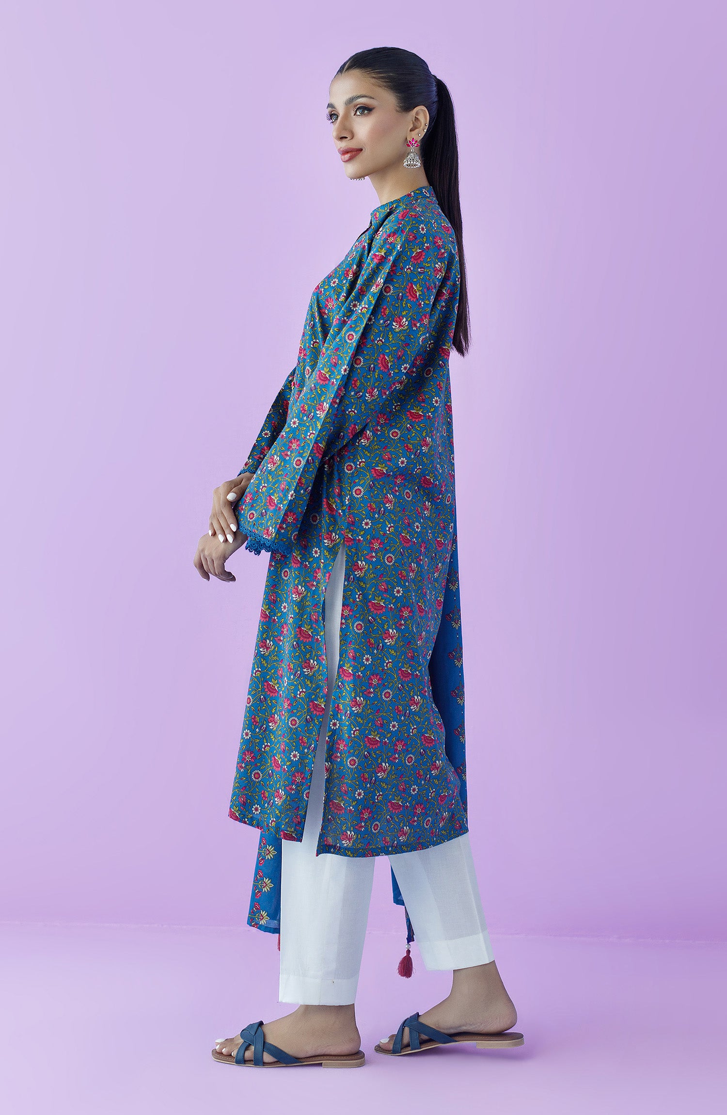 NRDS-23-083/U BLUE LAWN  UNSTITCHED SHIRT DUPATTA