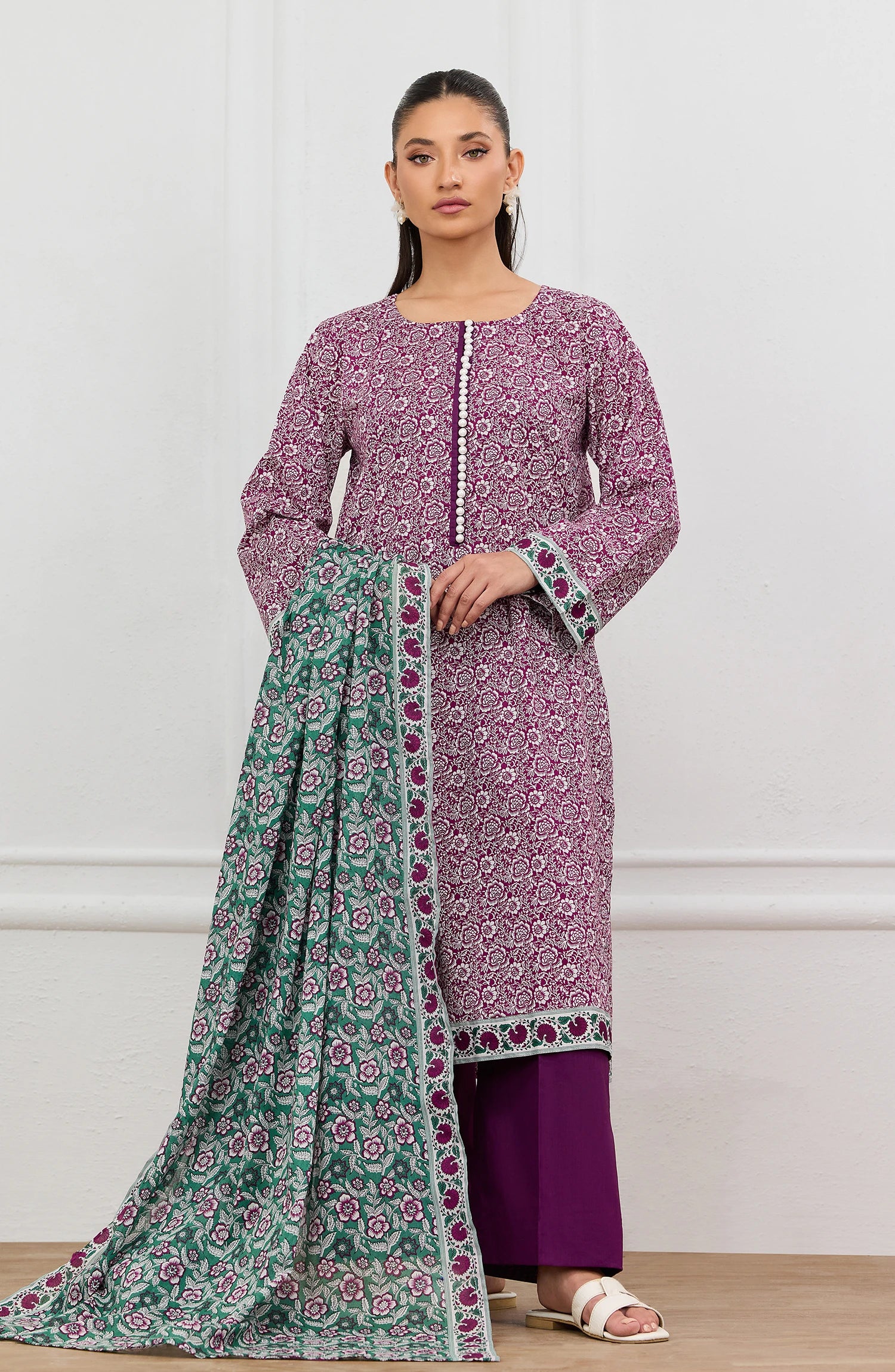 Unstitched | 3 Piece | Printed | Lawn Shirt | OTL-20525/U MAGENTA