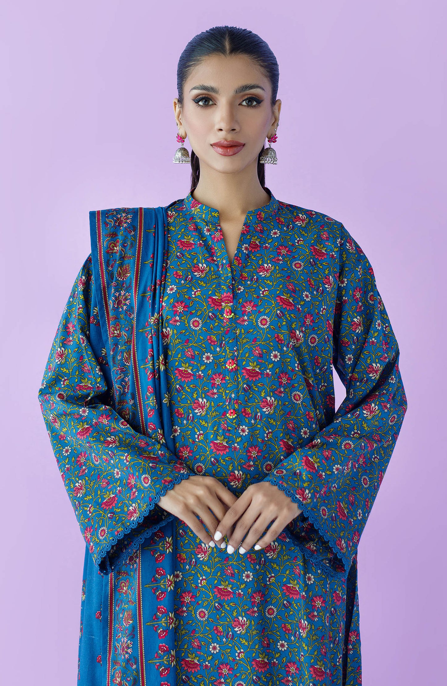 NRDS-23-083/U BLUE LAWN  UNSTITCHED SHIRT DUPATTA