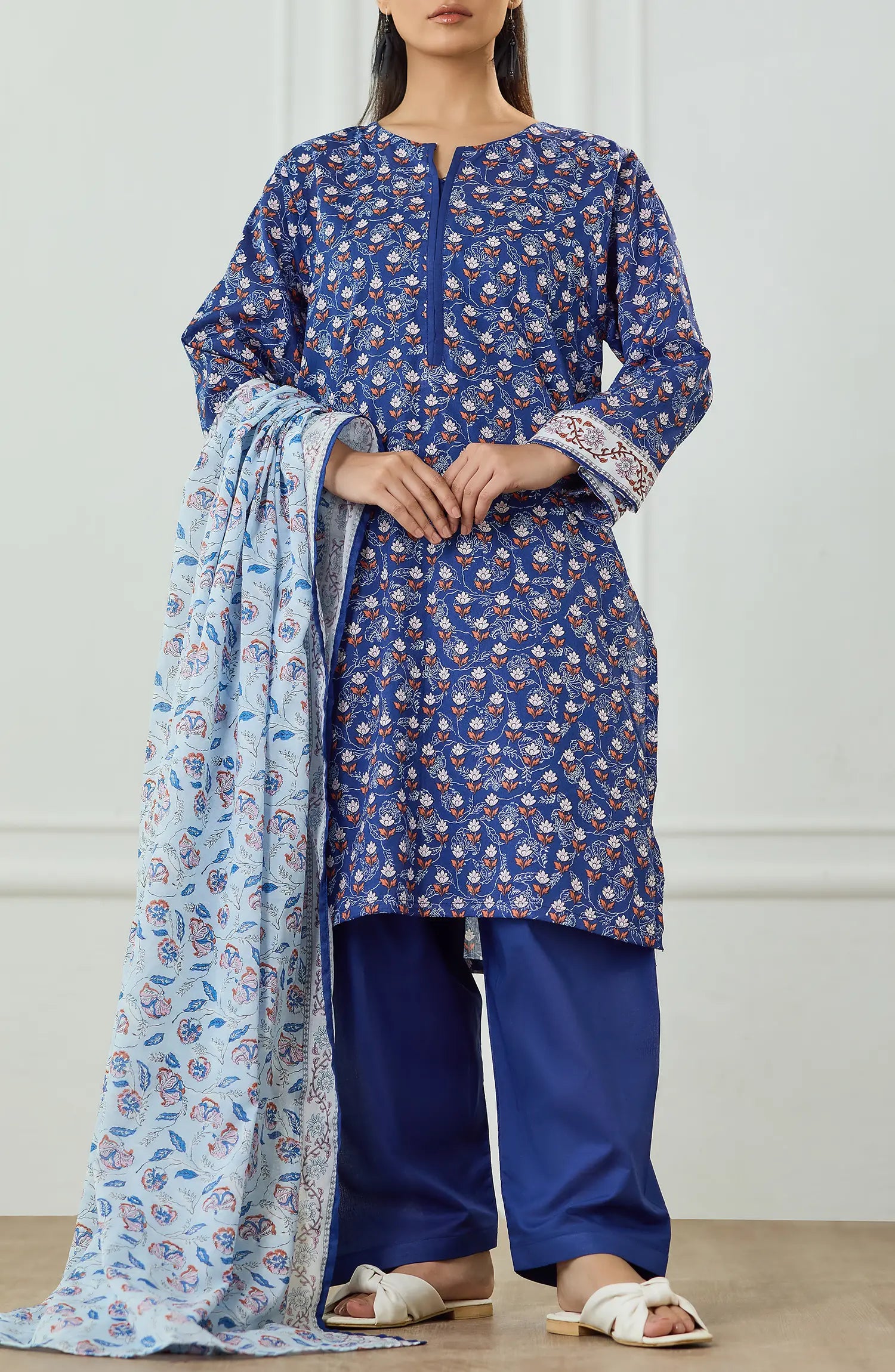 Unstitched | 3 Piece | Printed | Lawn Shirt | OTL-25-506/U BLUE