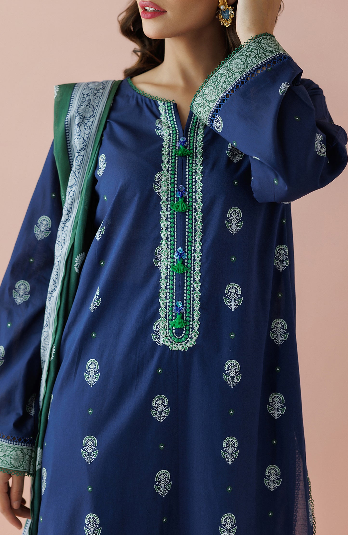 OTL-24-027/U BLUE LAWN Women UNSTITCHED SHIRT DUPATTA PANTS