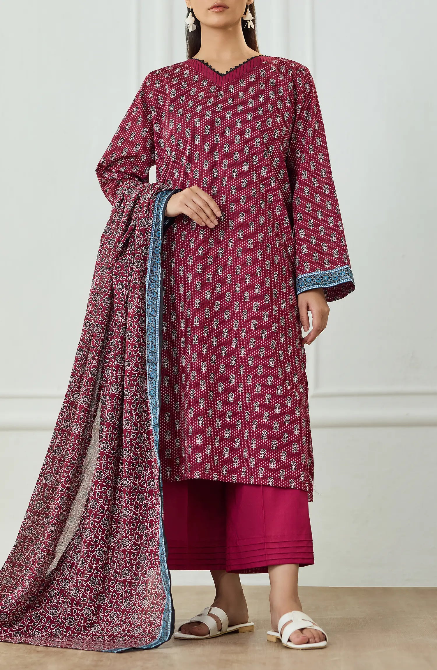 Unstitched | 3 Piece | Printed | Lawn Shirt | OTL-25-496/U RED