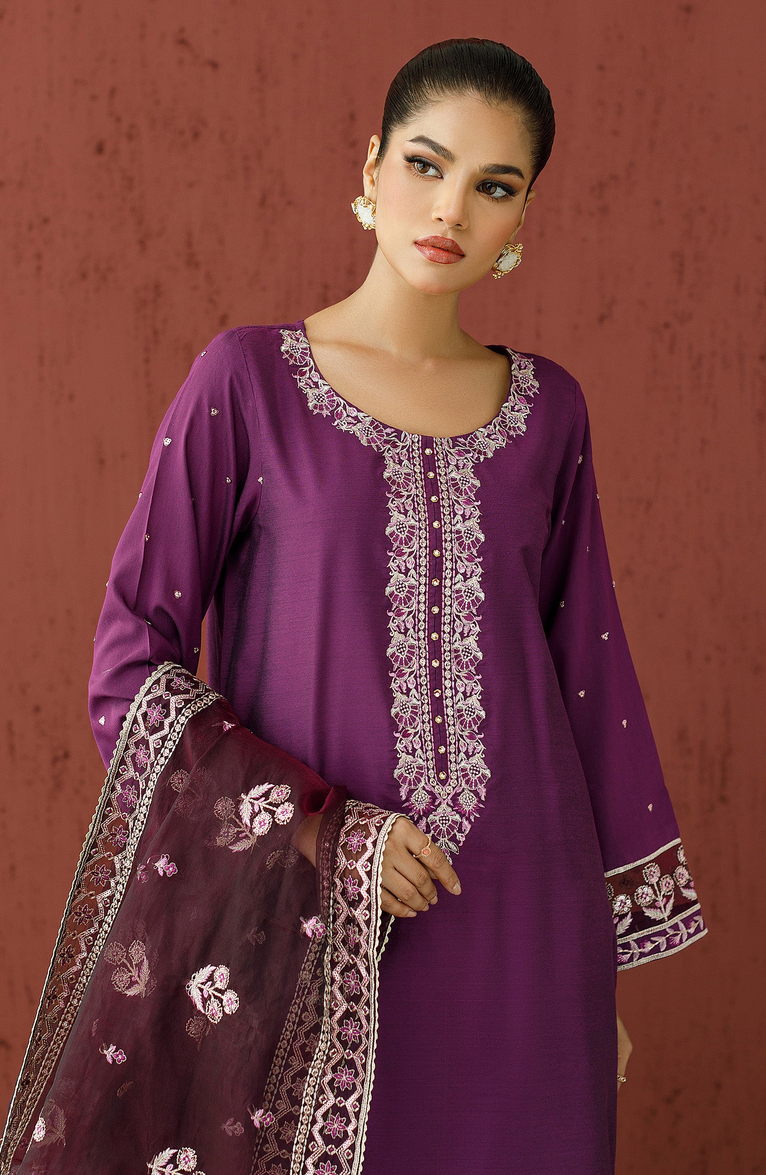 WRFC23W-3002 COTTON SILK Women READY TO WEAR SHIRT DUPATTA PANTS