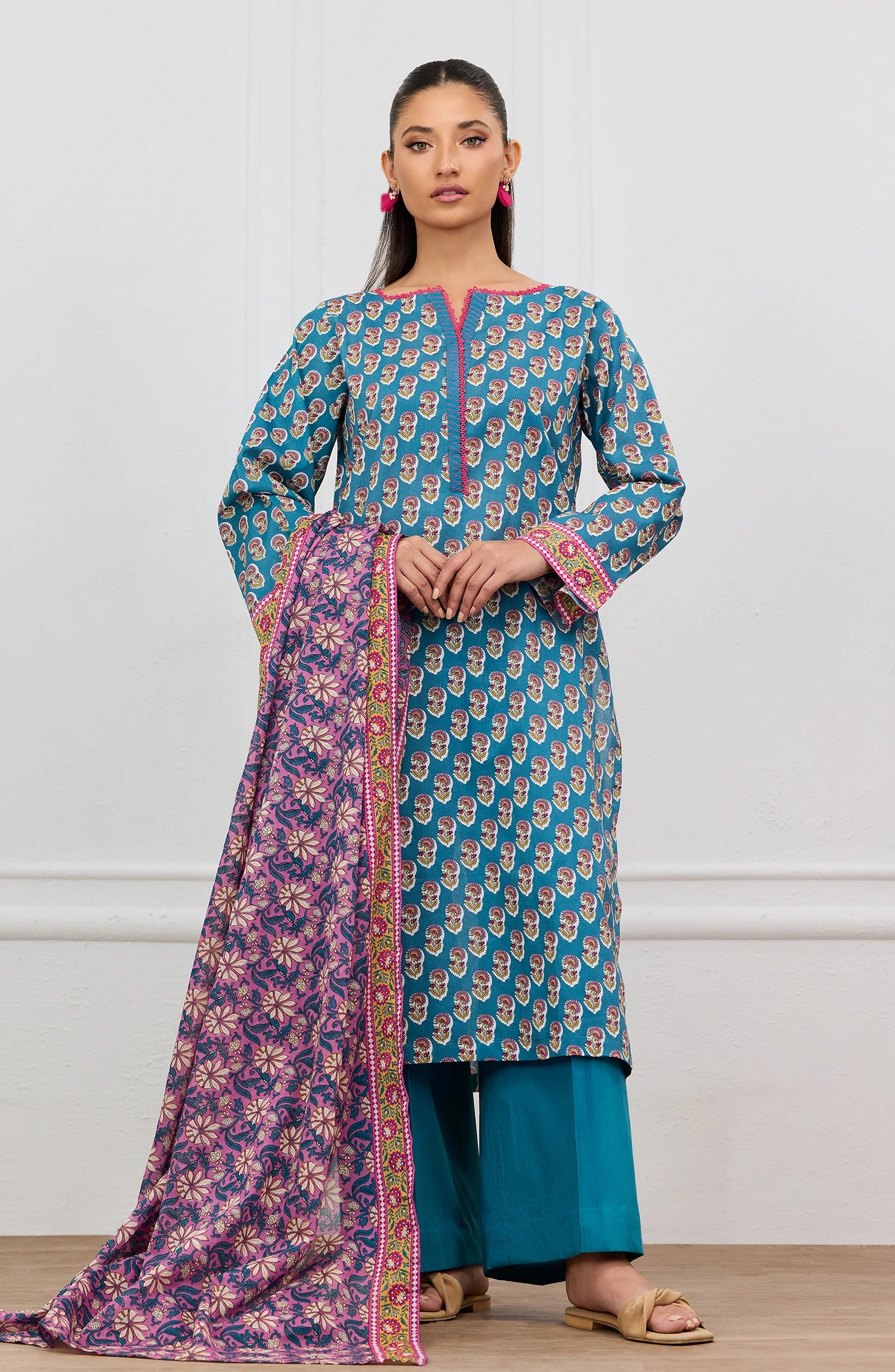 Unstitched | 3 Piece | Printed | Lawn Shirt | OTL-20625/U TEAL