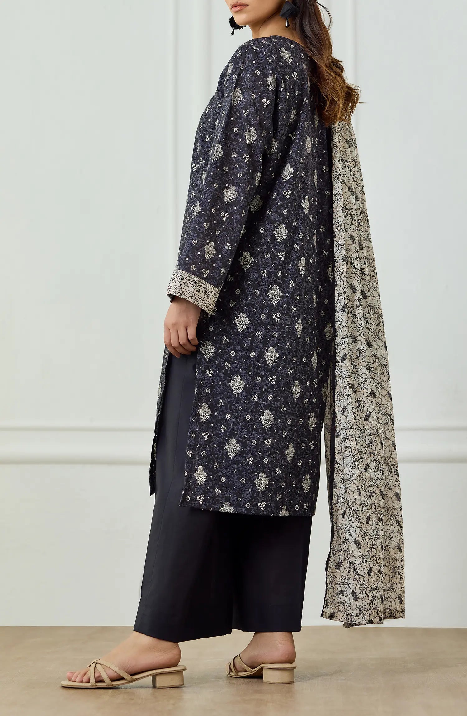 Unstitched | 3 Piece | Printed | Lawn Shirt | OTL-25-508/U BLACK