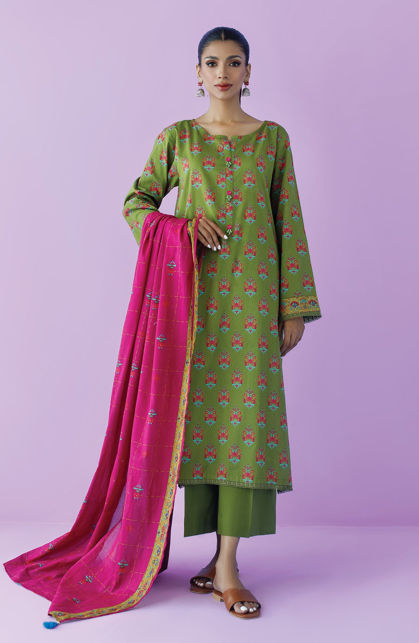 OTL-23-119/U GREEN LAWN  UNSTITCHED SHIRT DUPATTA PANTS