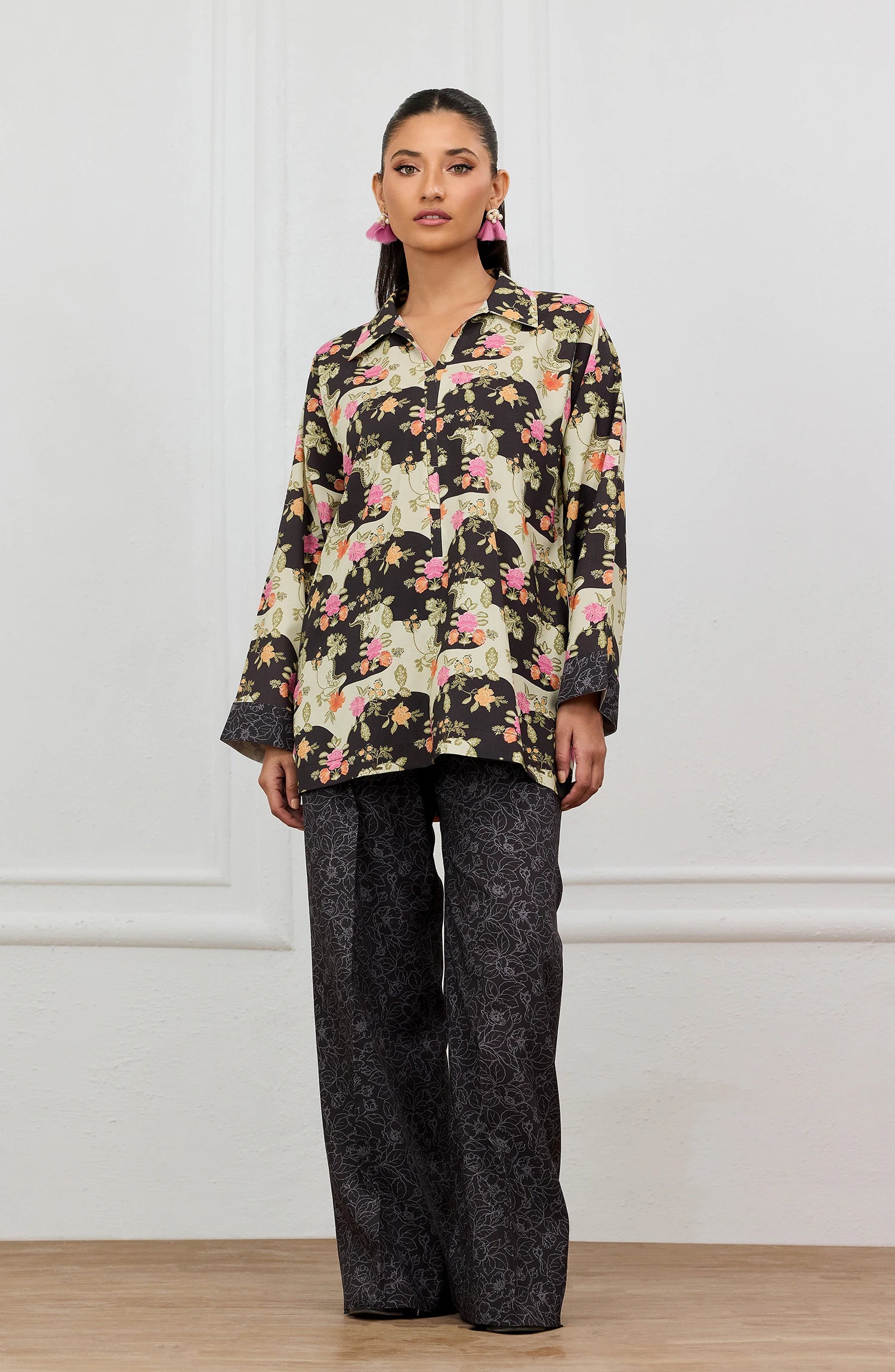 Stitched | 2 Piece | Printed | Linen Viscose Shirt | WRCV25S-2040/S BLACK