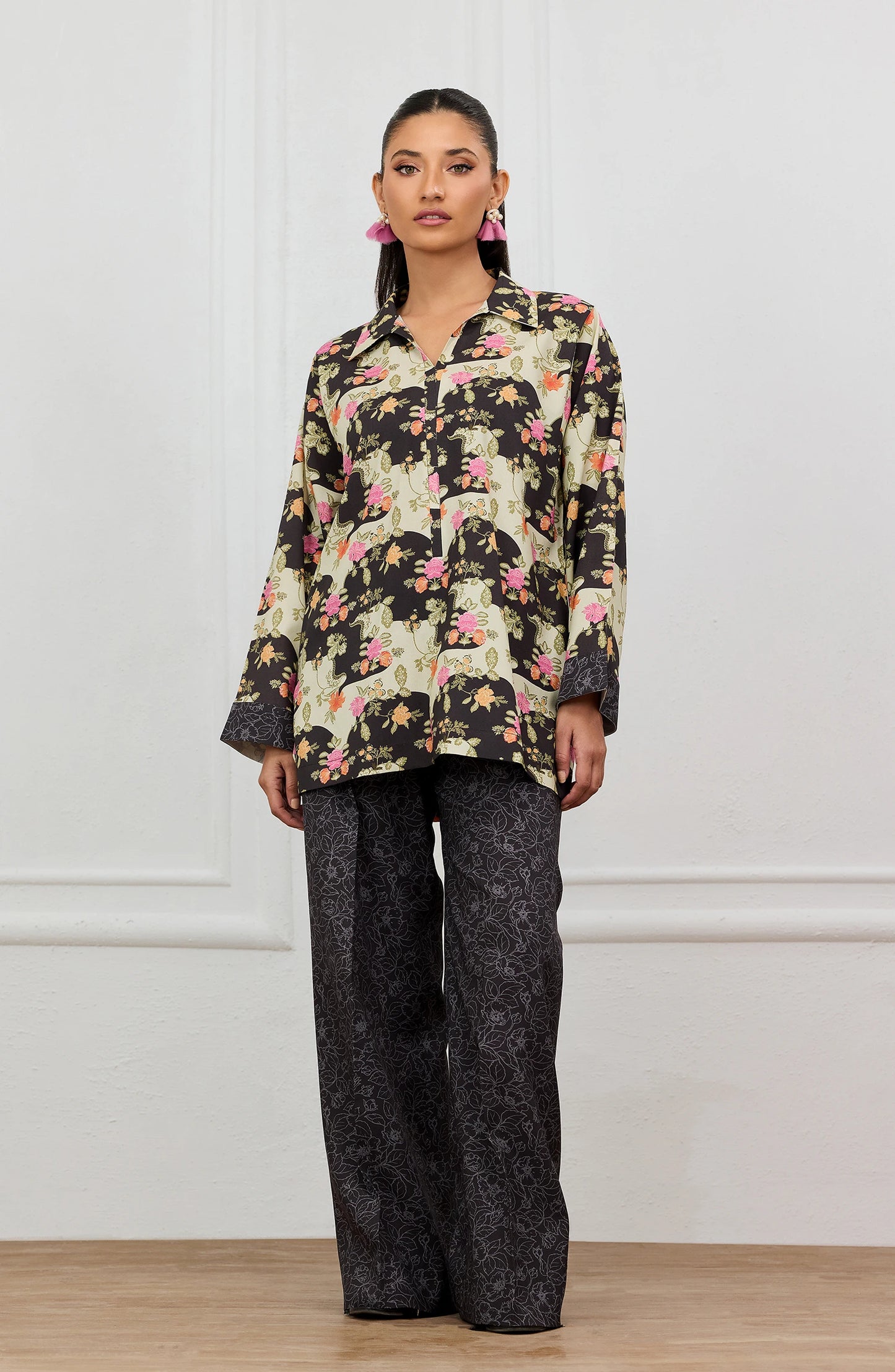 Stitched | 2 Piece | Printed | Linen Viscose Shirt | WRCV25S-2040/S BLACK