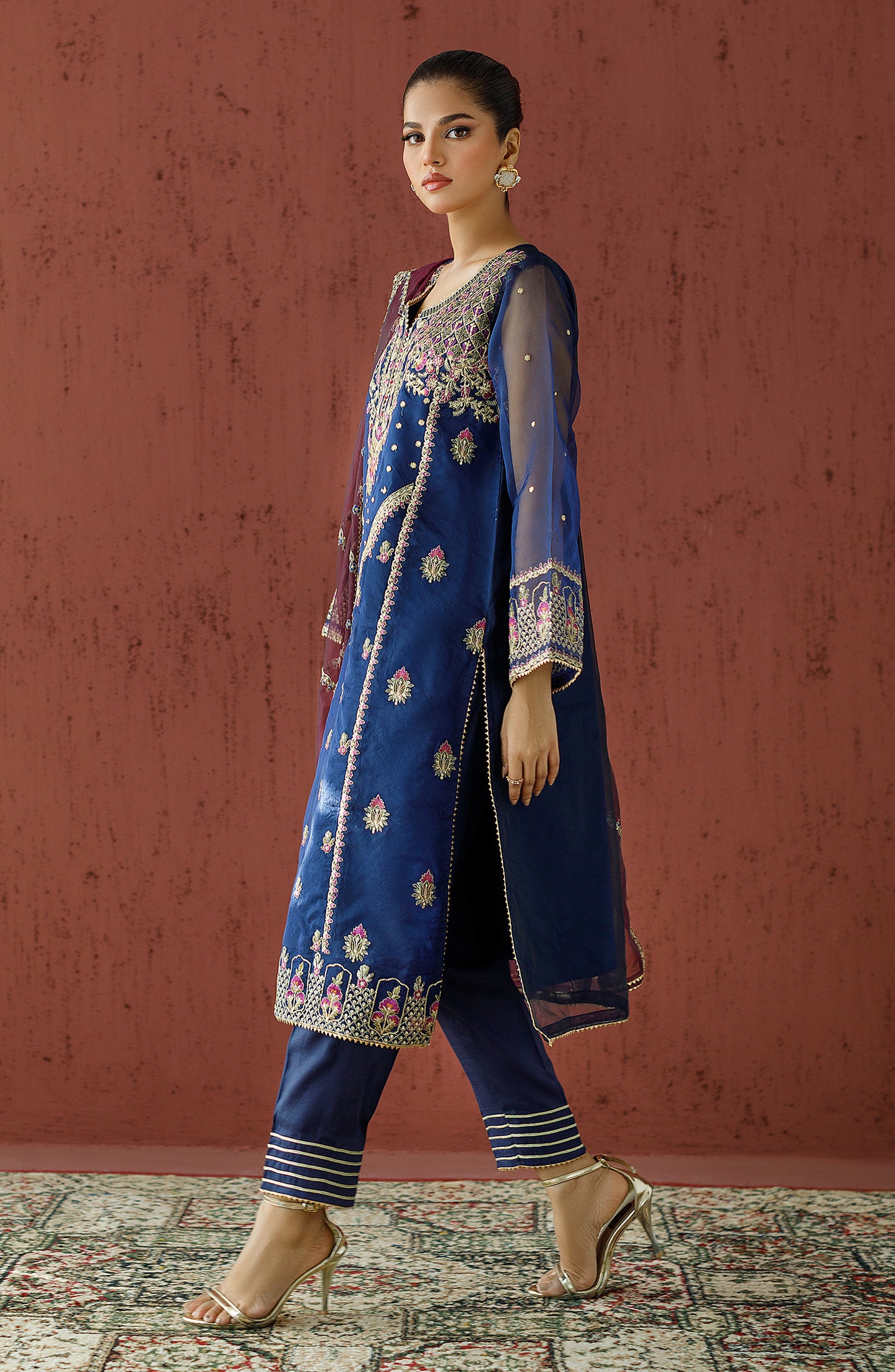 OTLF-23-059/S BLUE COTTON Women READY TO WEAR SHIRT DUPATTA PANTS
