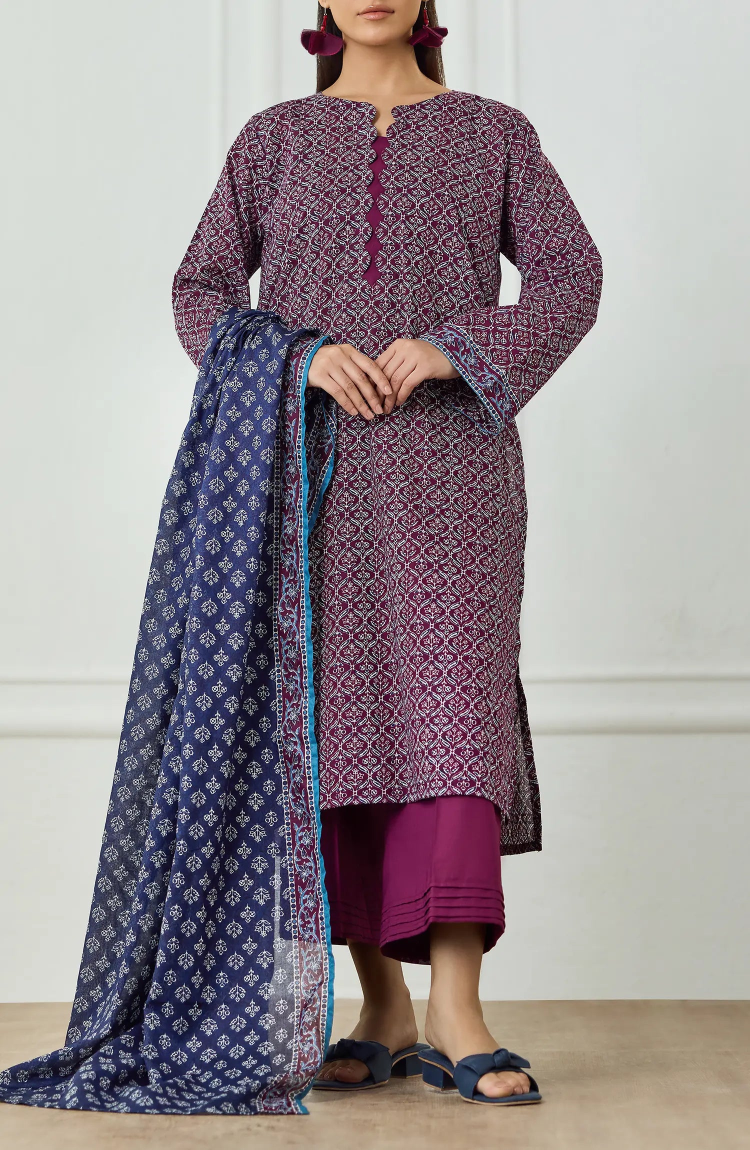 Unstitched | 3 Piece | Printed | Lawn Shirt | OTL-25-499/U MAGENTA