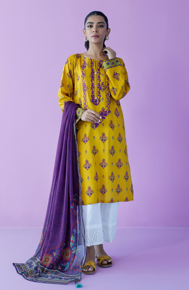 NRDS-23-073/U YELLOW LAWN  UNSTITCHED SHIRT DUPATTA