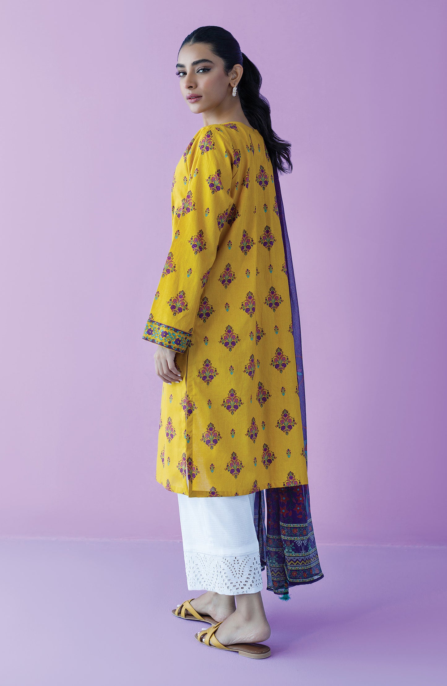 NRDS-23-073/U YELLOW LAWN  UNSTITCHED SHIRT DUPATTA