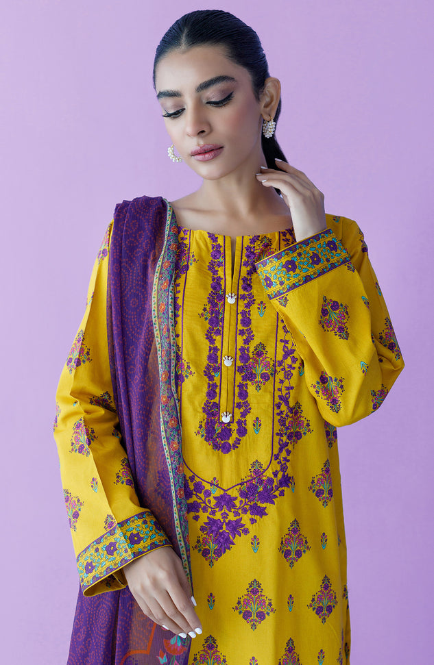 NRDS-23-073/U YELLOW LAWN  UNSTITCHED SHIRT DUPATTA