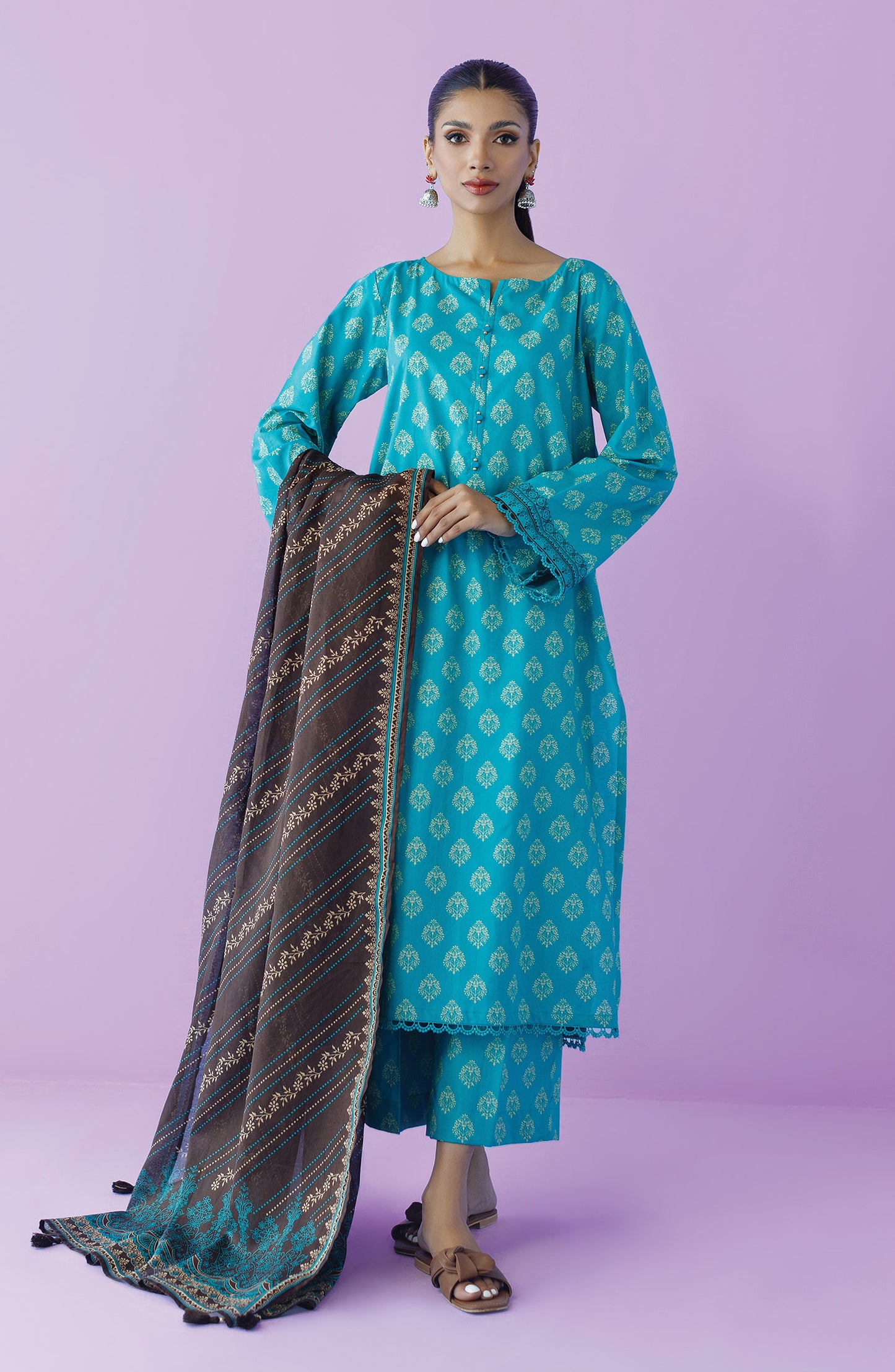 OTL-23-190/U TEAL LAWN  UNSTITCHED SHIRT DUPATTA PANTS