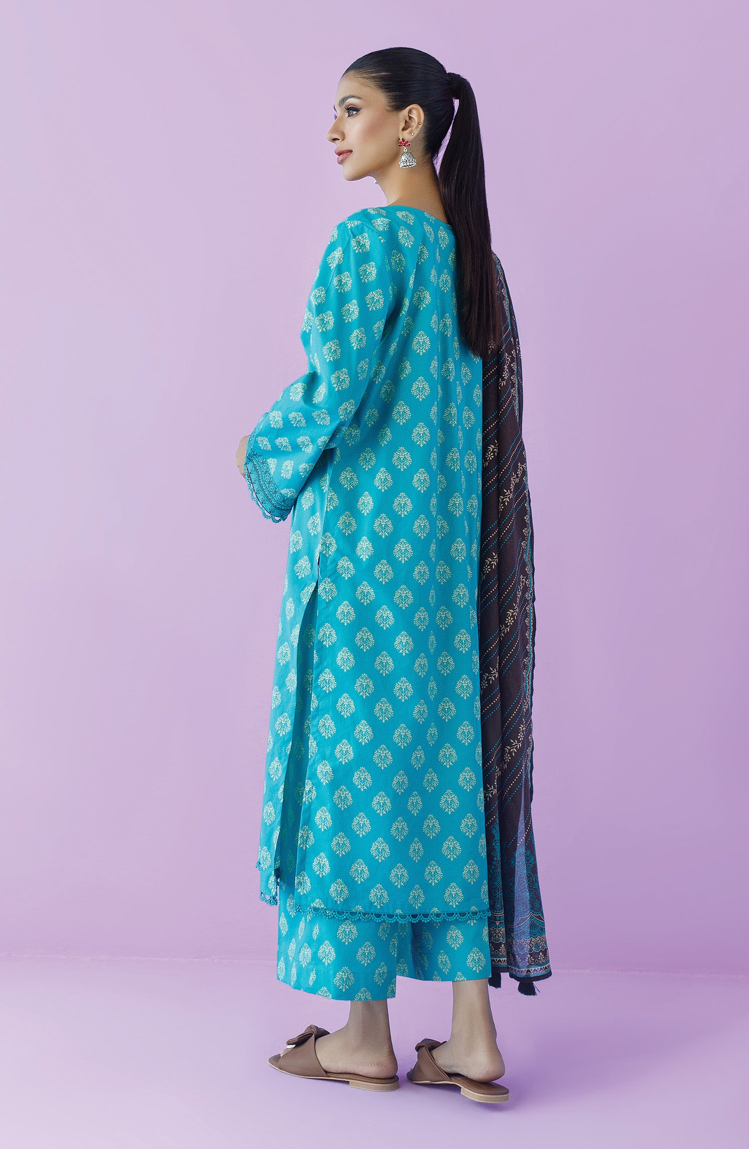 OTL-23-190/U TEAL LAWN  UNSTITCHED SHIRT DUPATTA PANTS