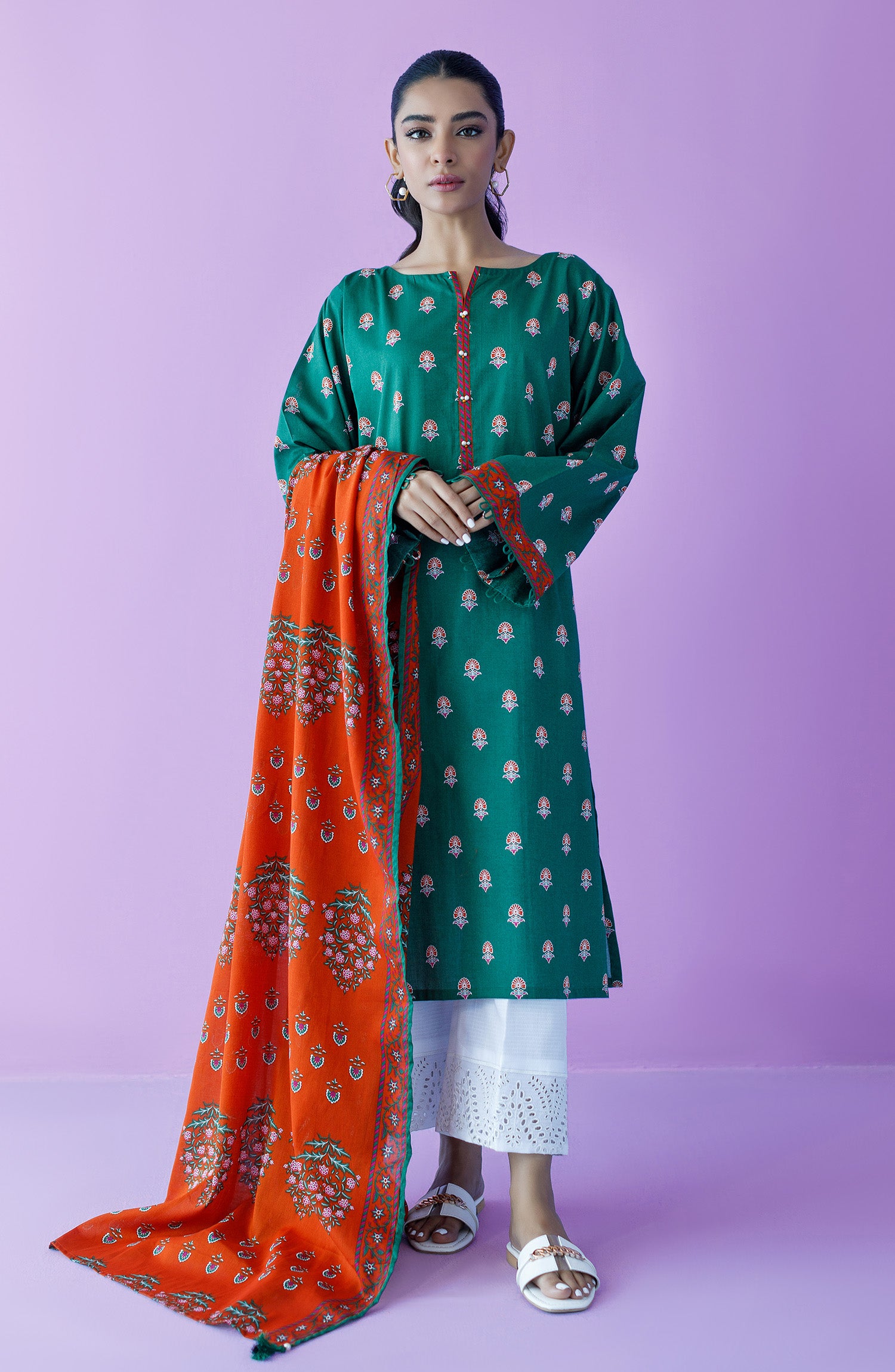NRDS-23-060/U GREEN LAWN  UNSTITCHED SHIRT DUPATTA