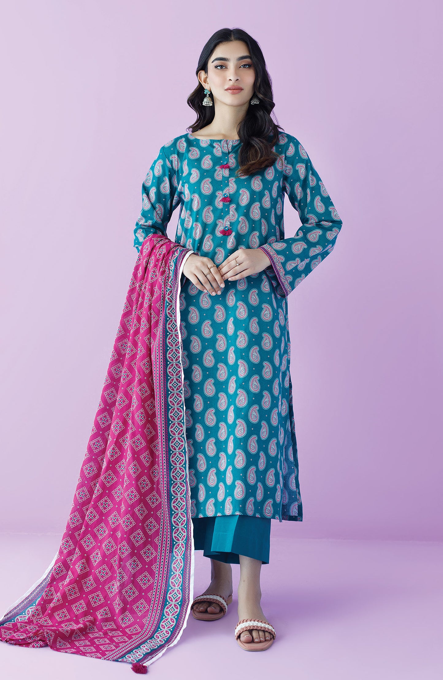 OTL-23-118/U TEAL LAWN  UNSTITCHED SHIRT DUPATTA PANTS