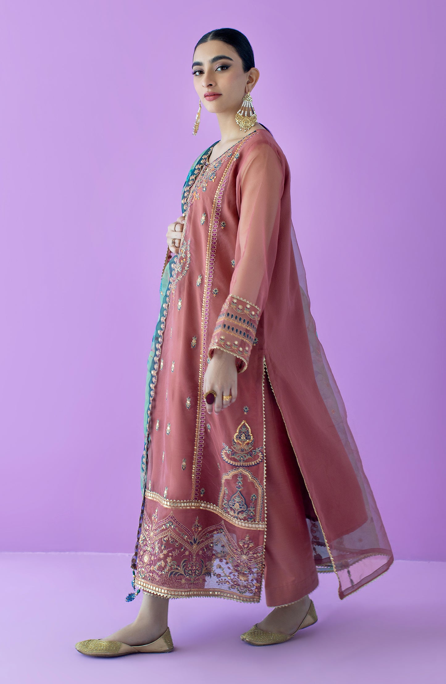 OTLF-23-040 TEA PINK COTTON  UNSTITCHED SHIRT DUPATTA PANTS