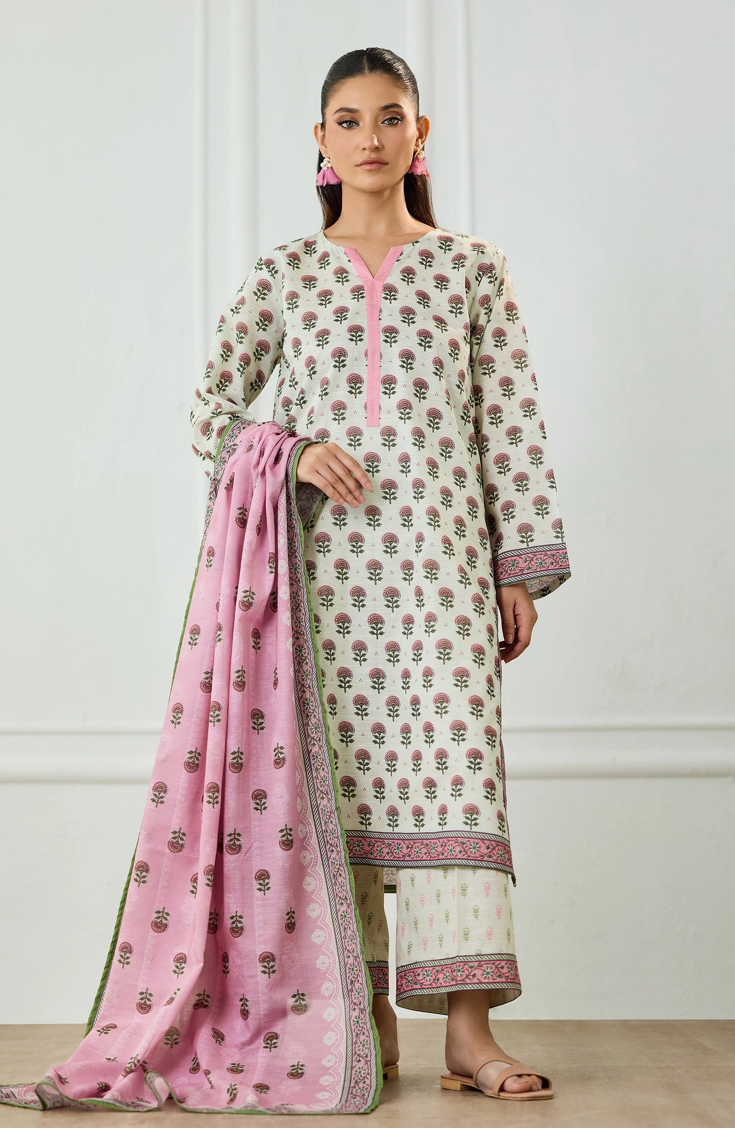 Unstitched | 3 Piece | Printed | Texture Lawn Shirt | OTL-25-475/U BEIGE