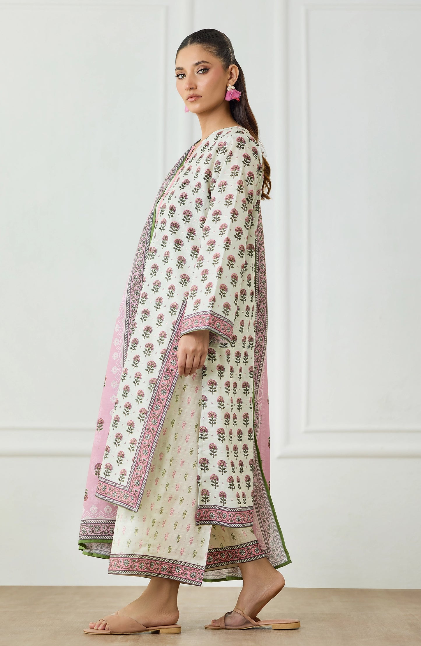 Unstitched | 3 Piece | Printed | Texture Lawn Shirt | OTL-25-475/U BEIGE