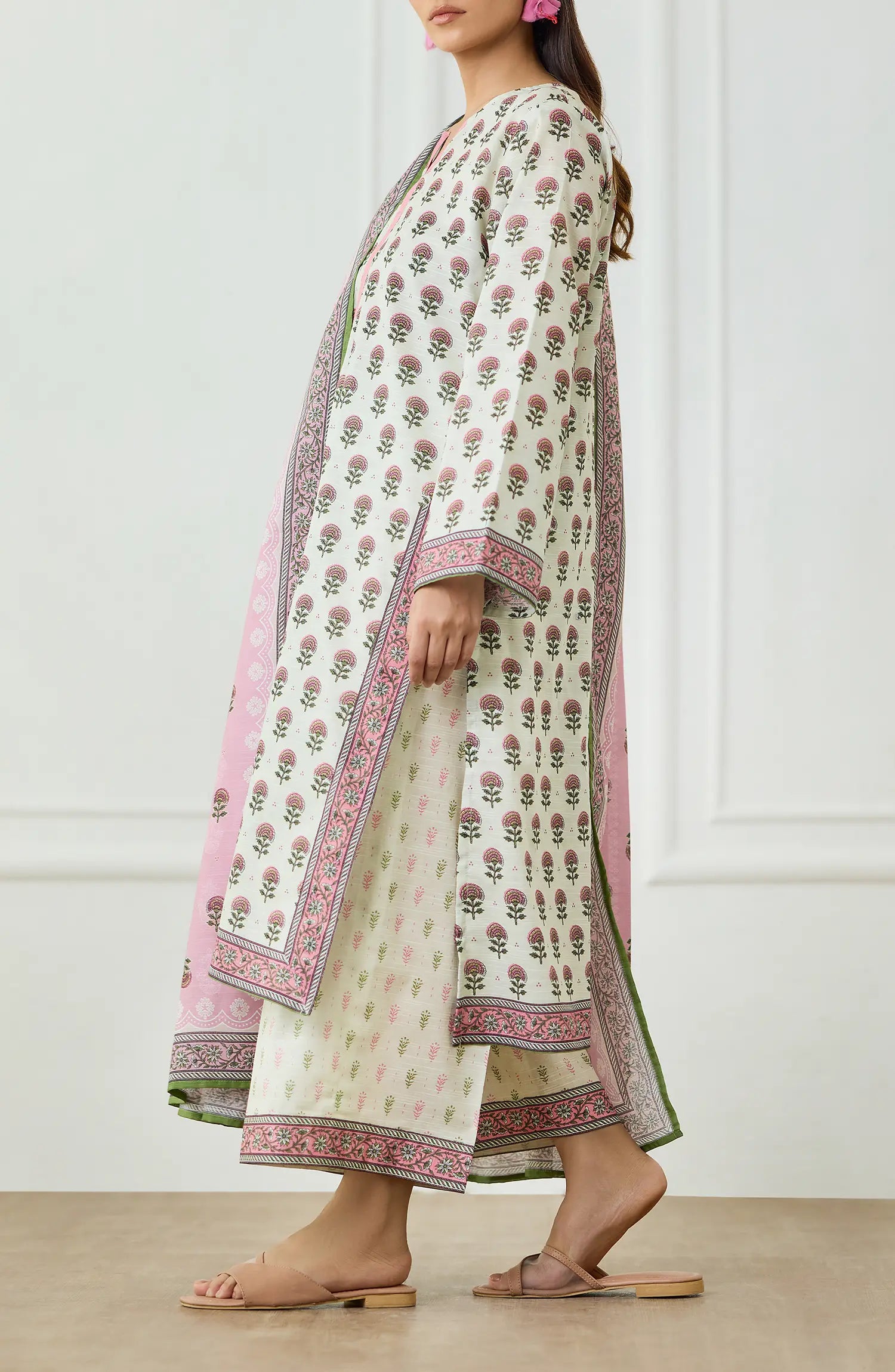 Unstitched | 3 Piece | Printed | Texture Lawn Shirt | OTL-25-475/U BEIGE