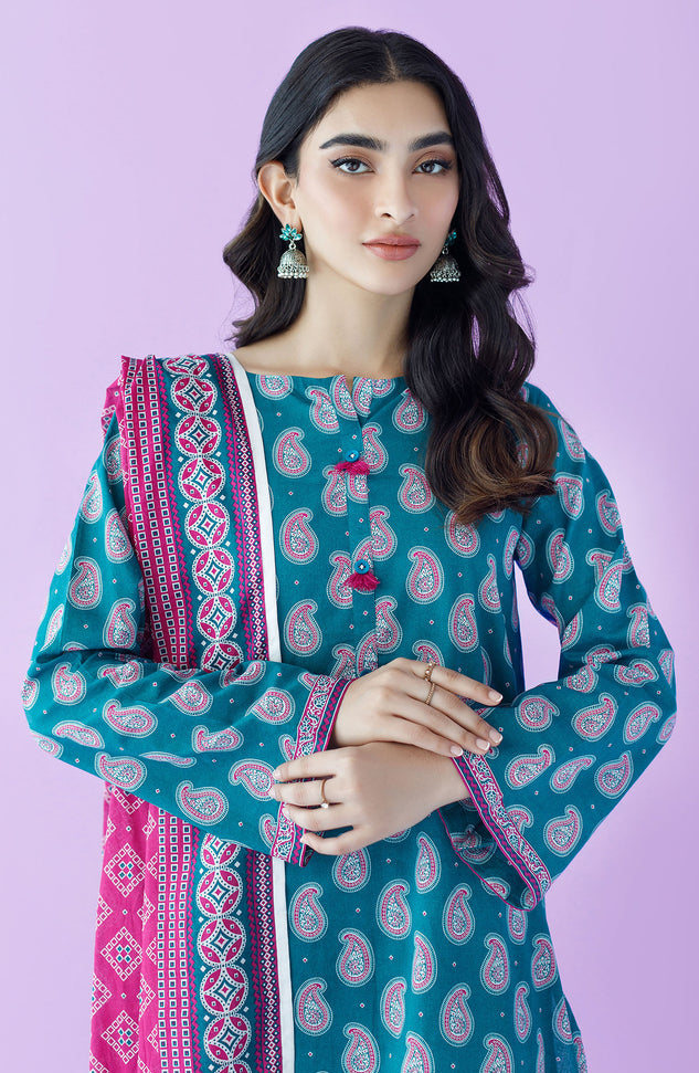 OTL-23-118/U TEAL LAWN  UNSTITCHED SHIRT DUPATTA PANTS