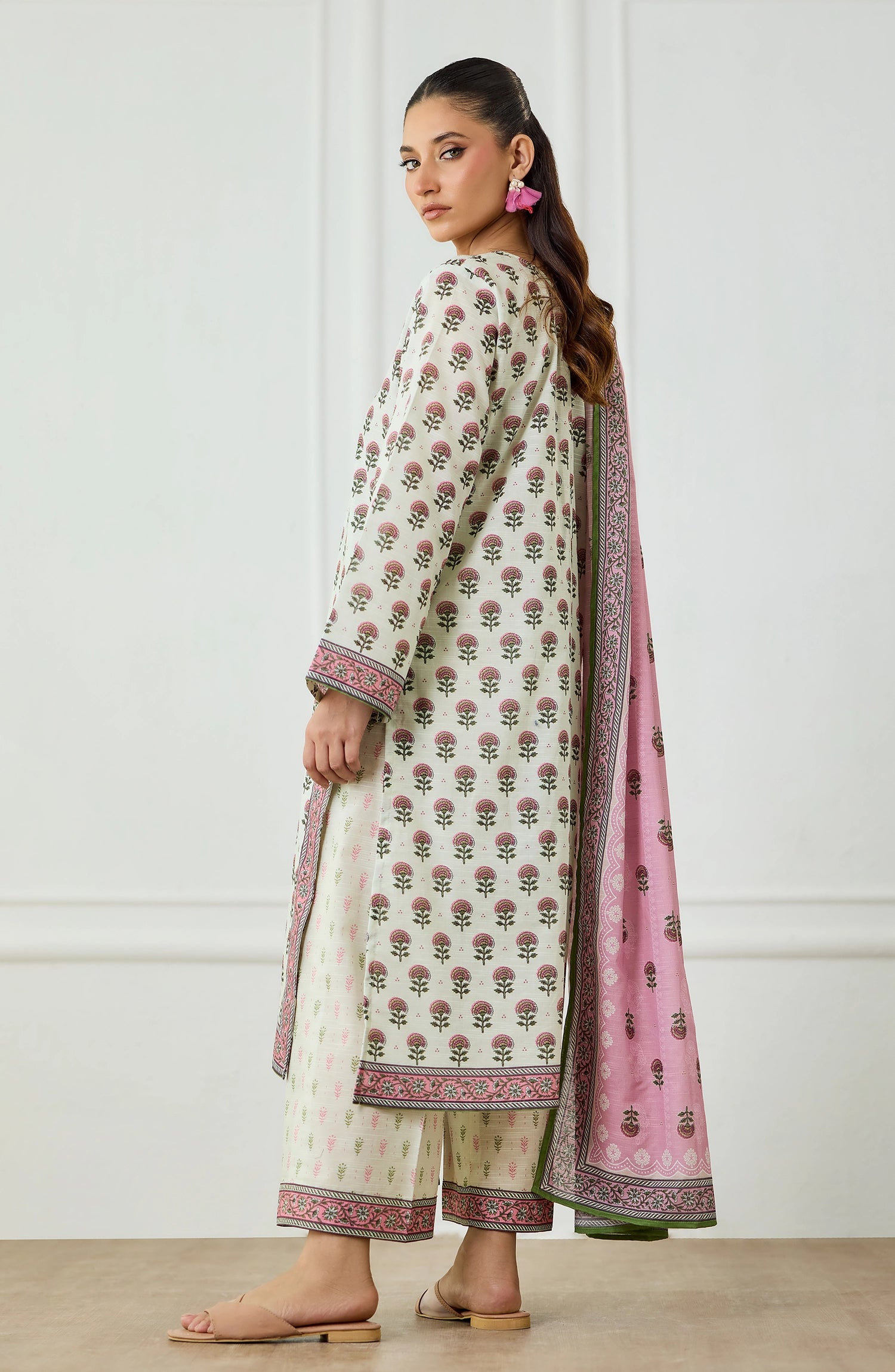 Unstitched | 3 Piece | Printed | Texture Lawn Shirt | OTL-25-475/U BEIGE