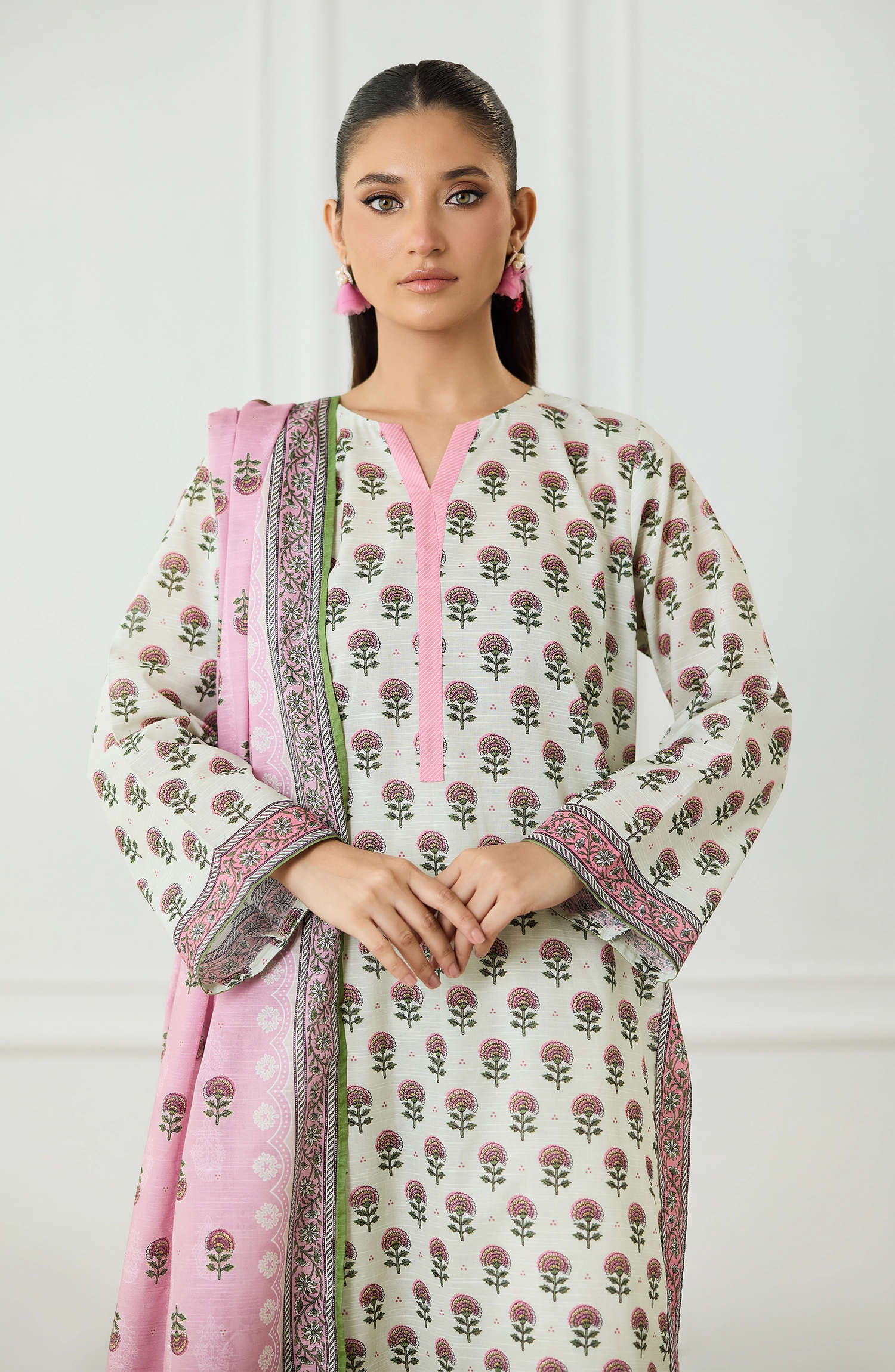 Unstitched | 3 Piece | Printed | Texture Lawn Shirt | OTL-25-475/U BEIGE