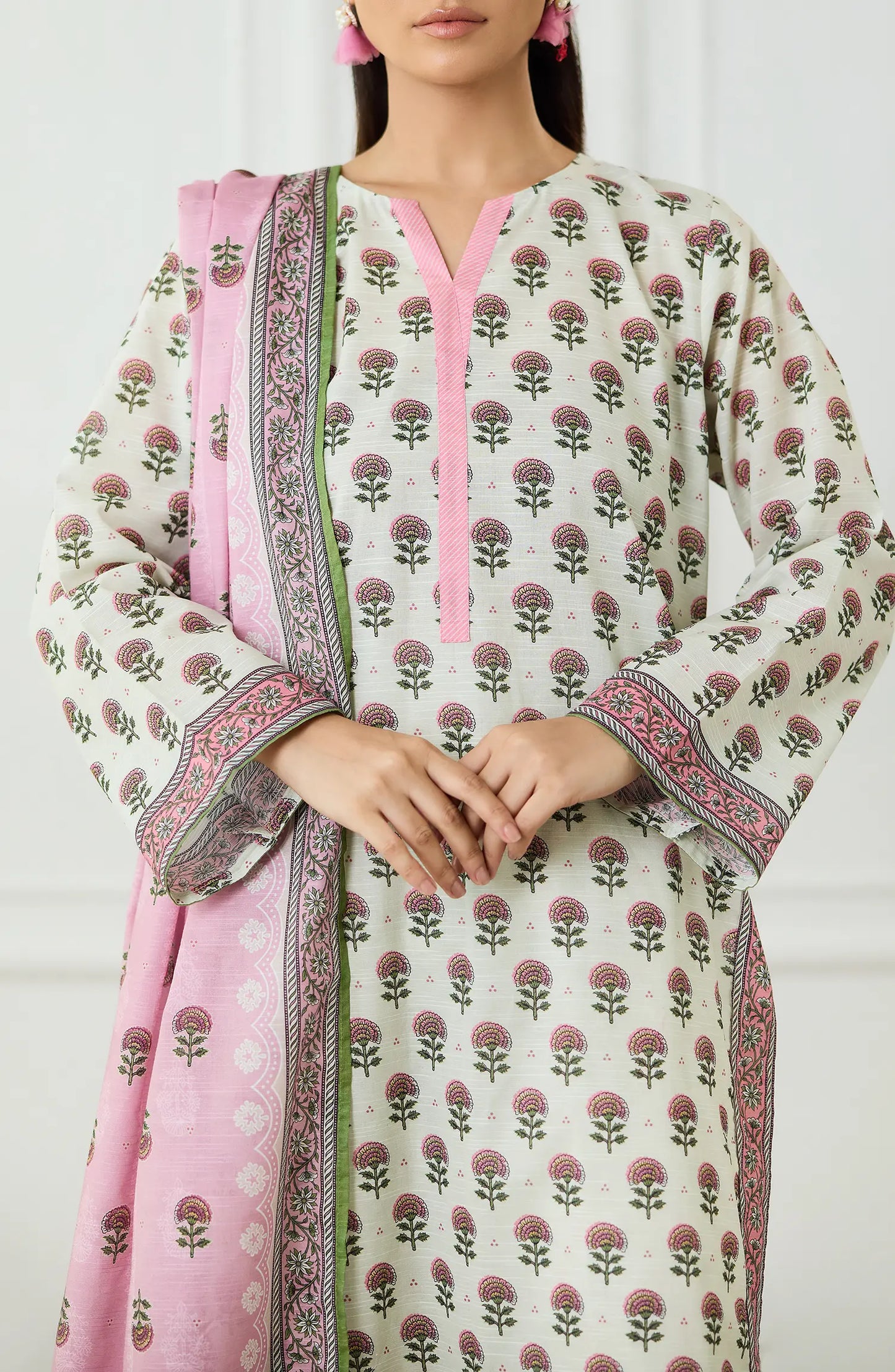 Unstitched | 3 Piece | Printed | Texture Lawn Shirt | OTL-25-475/U BEIGE