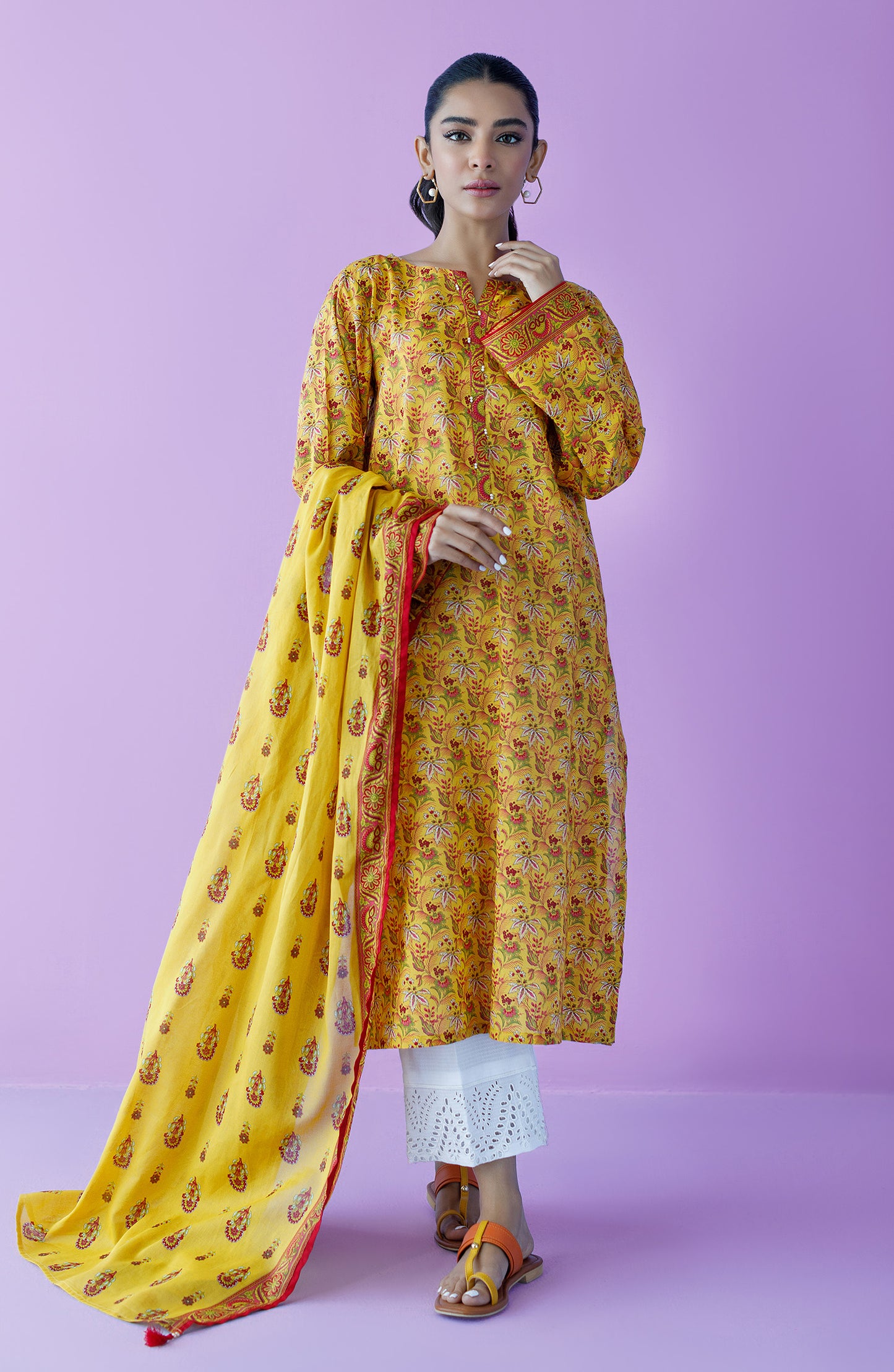 NRDS-23-114/S YELLOW LAWN  READY TO WEAR SHIRT DUPATTA