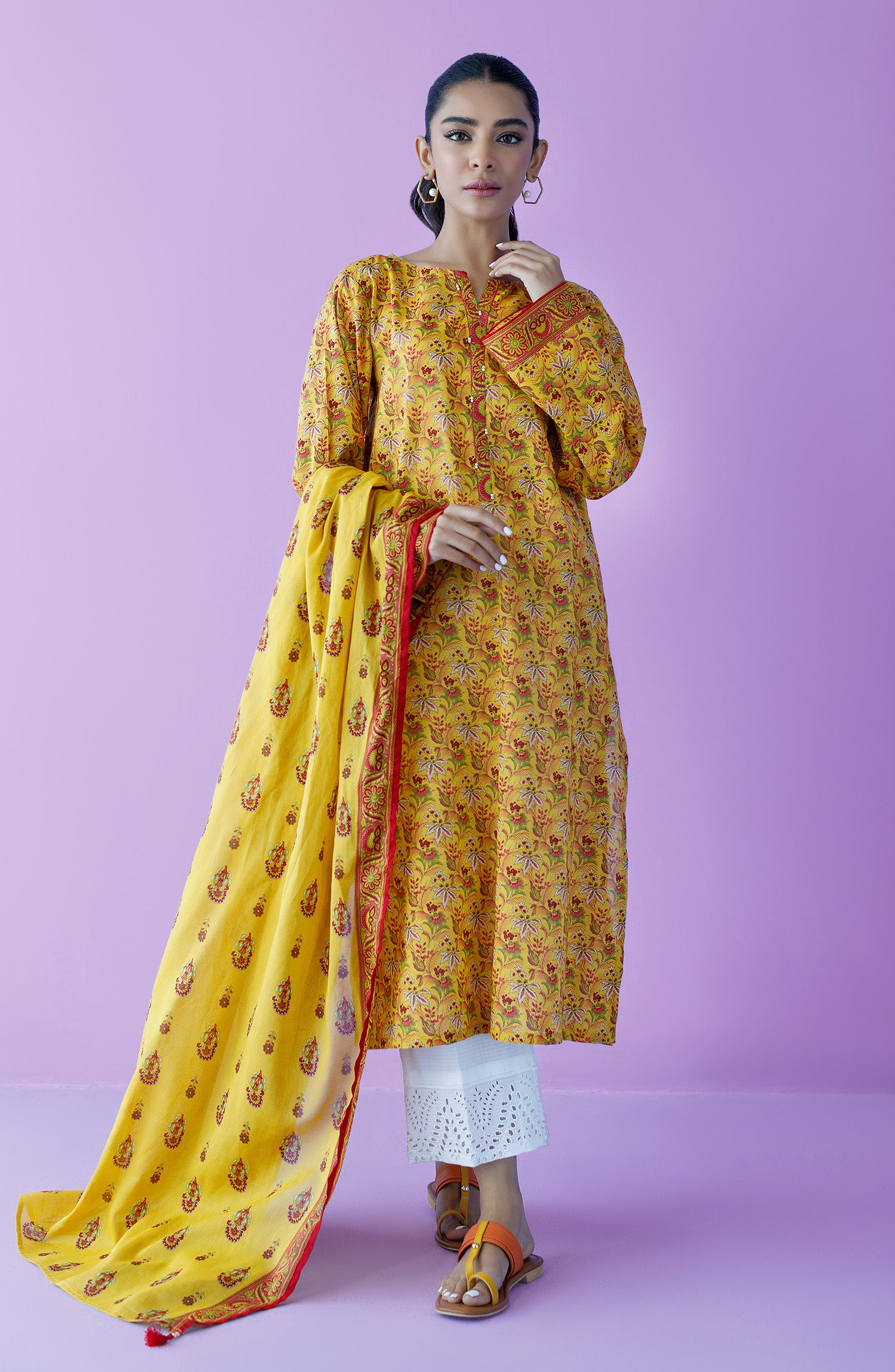 NRDS-23-114/S YELLOW LAWN  READY TO WEAR SHIRT DUPATTA