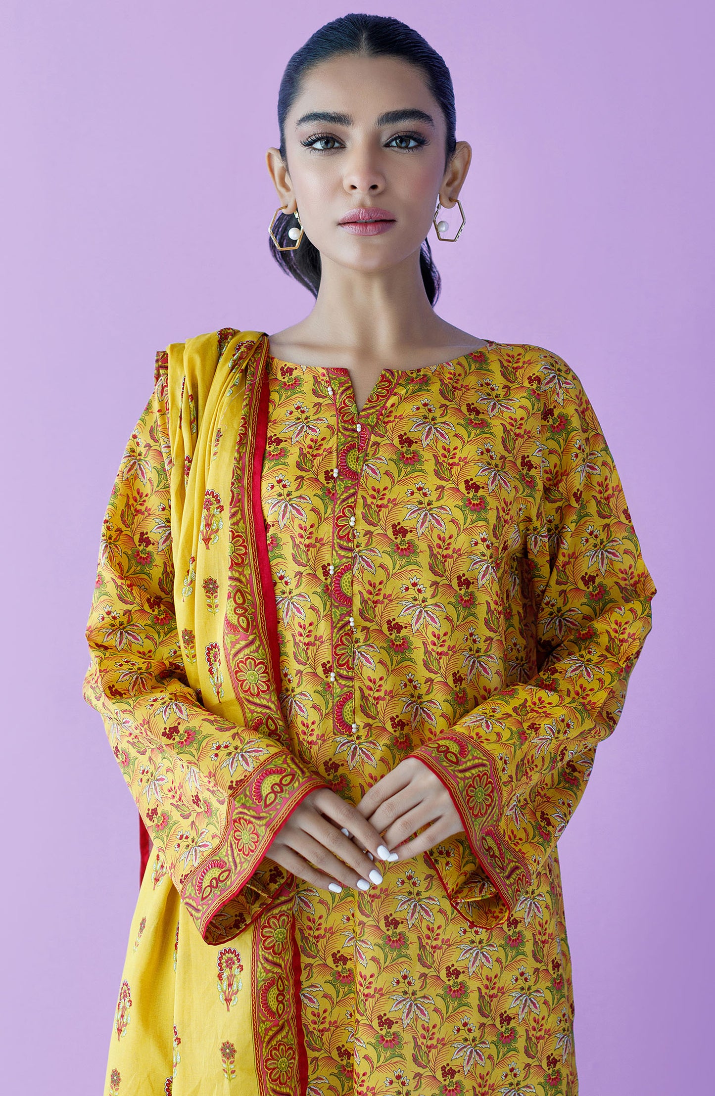 NRDS-23-114/S YELLOW LAWN  READY TO WEAR SHIRT DUPATTA