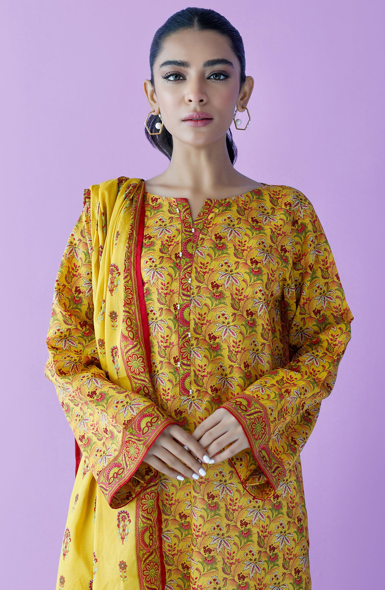 NRDS-23-114/S YELLOW LAWN  READY TO WEAR SHIRT DUPATTA