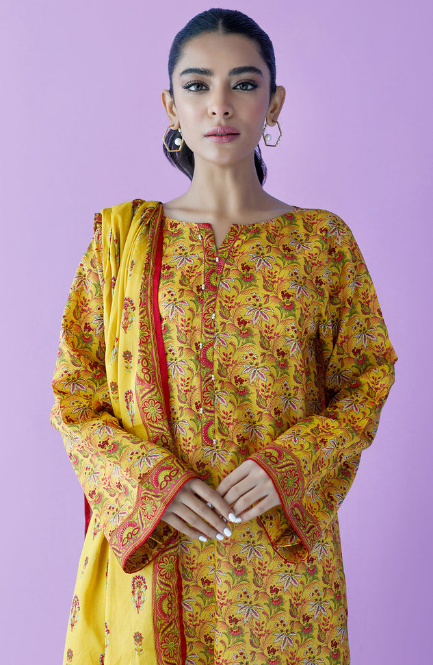 NRDS-23-114/U YELLOW LAWN  UNSTITCHED SHIRT DUPATTA